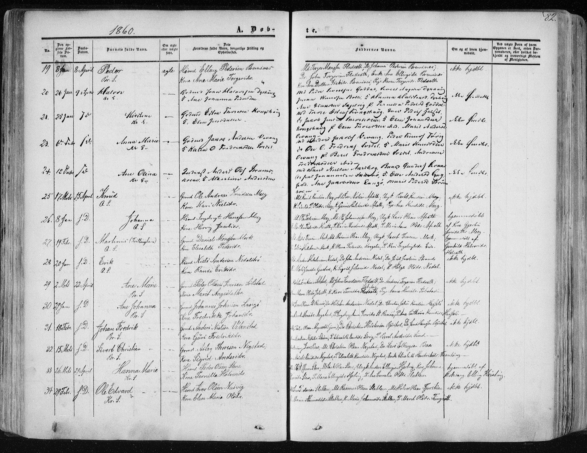 Ministerialprotokoller, klokkerbøker og fødselsregistre - Møre og Romsdal, SAT/A-1454/568/L0804: Parish register (official) no. 568A11, 1854-1868, p. 82