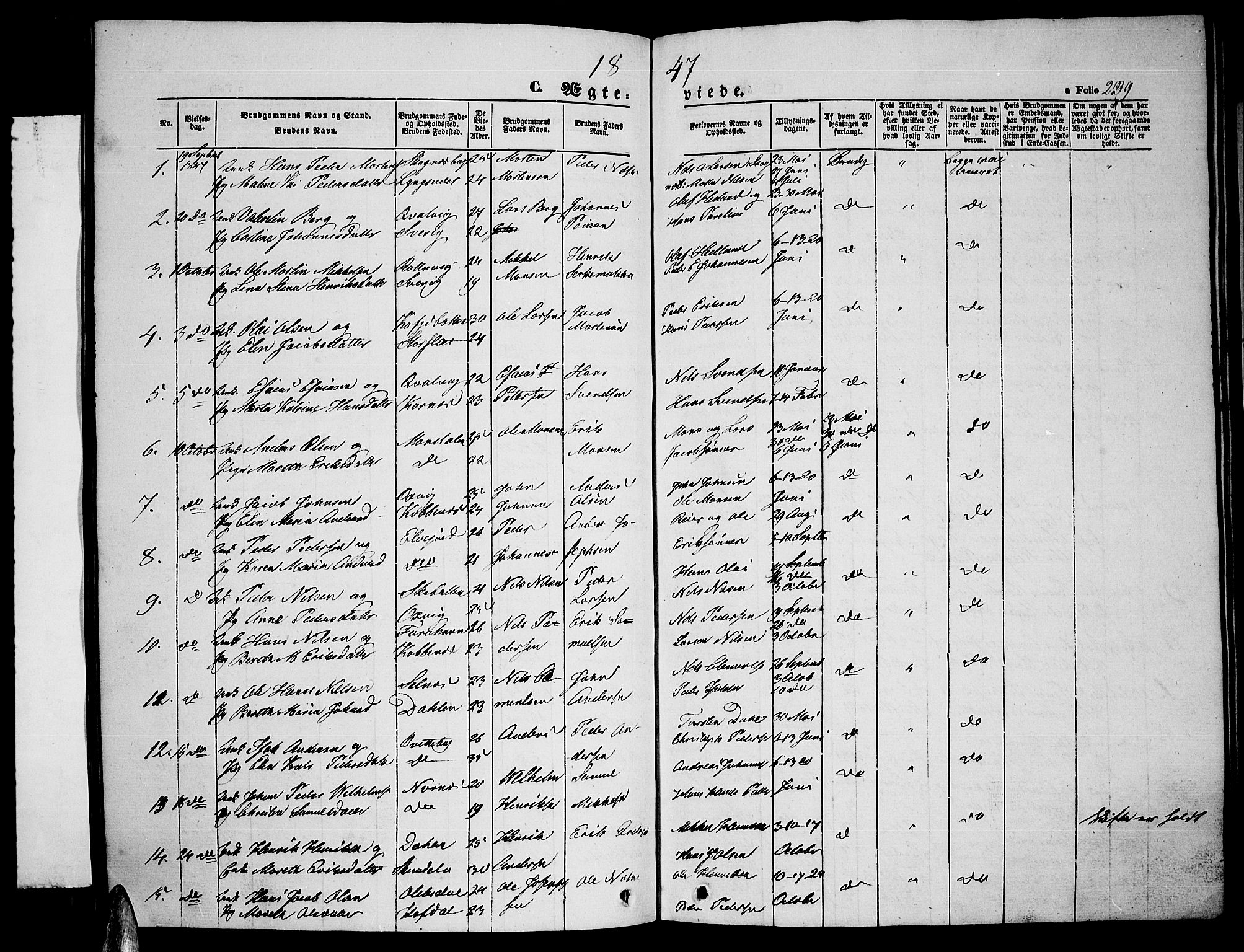 Lyngen sokneprestembete, SATØ/S-1289/H/He/Heb/L0002klokker: Parish register (copy) no. 2, 1839-1860, p. 239