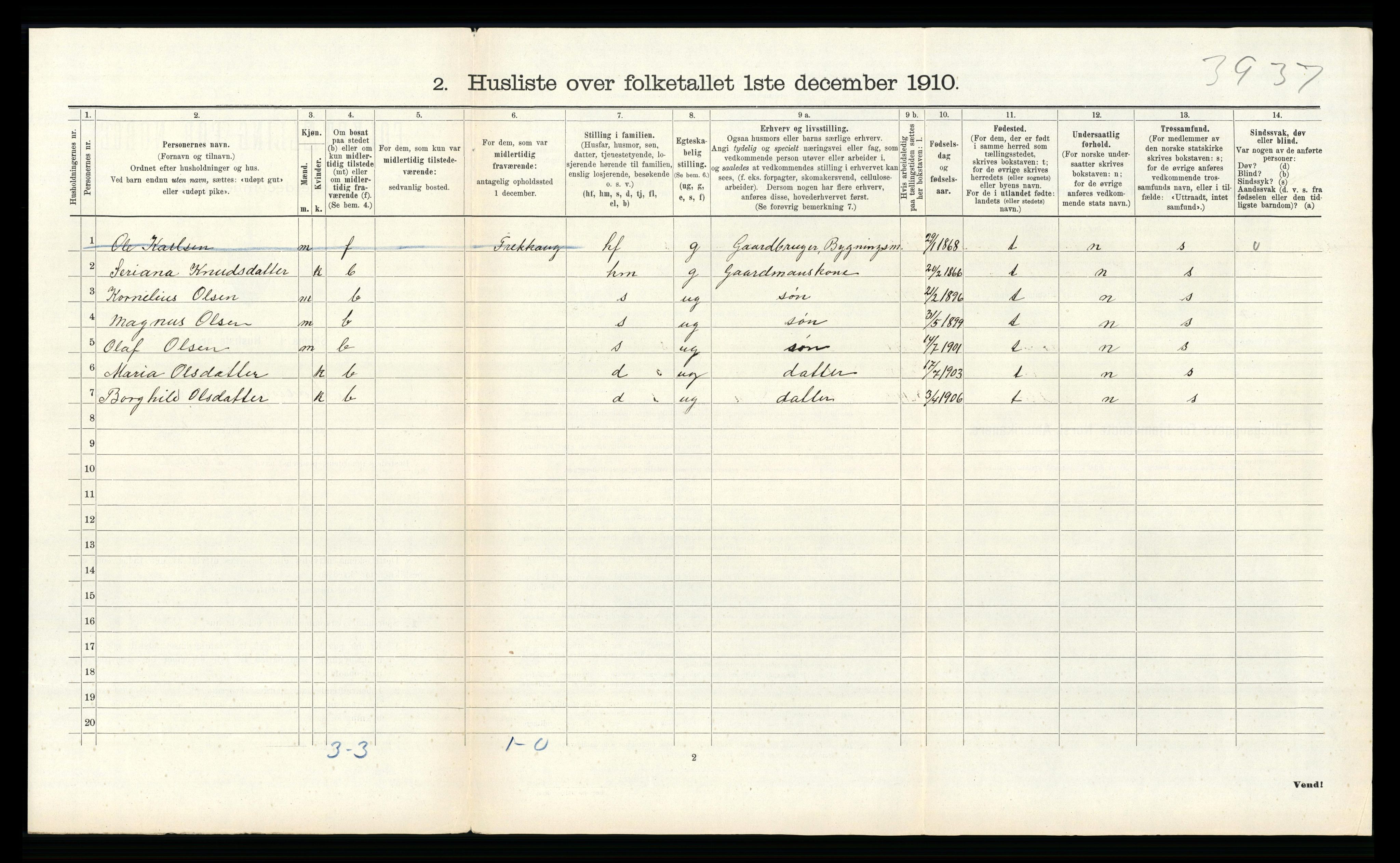 RA, 1910 census for Alversund, 1910, p. 255