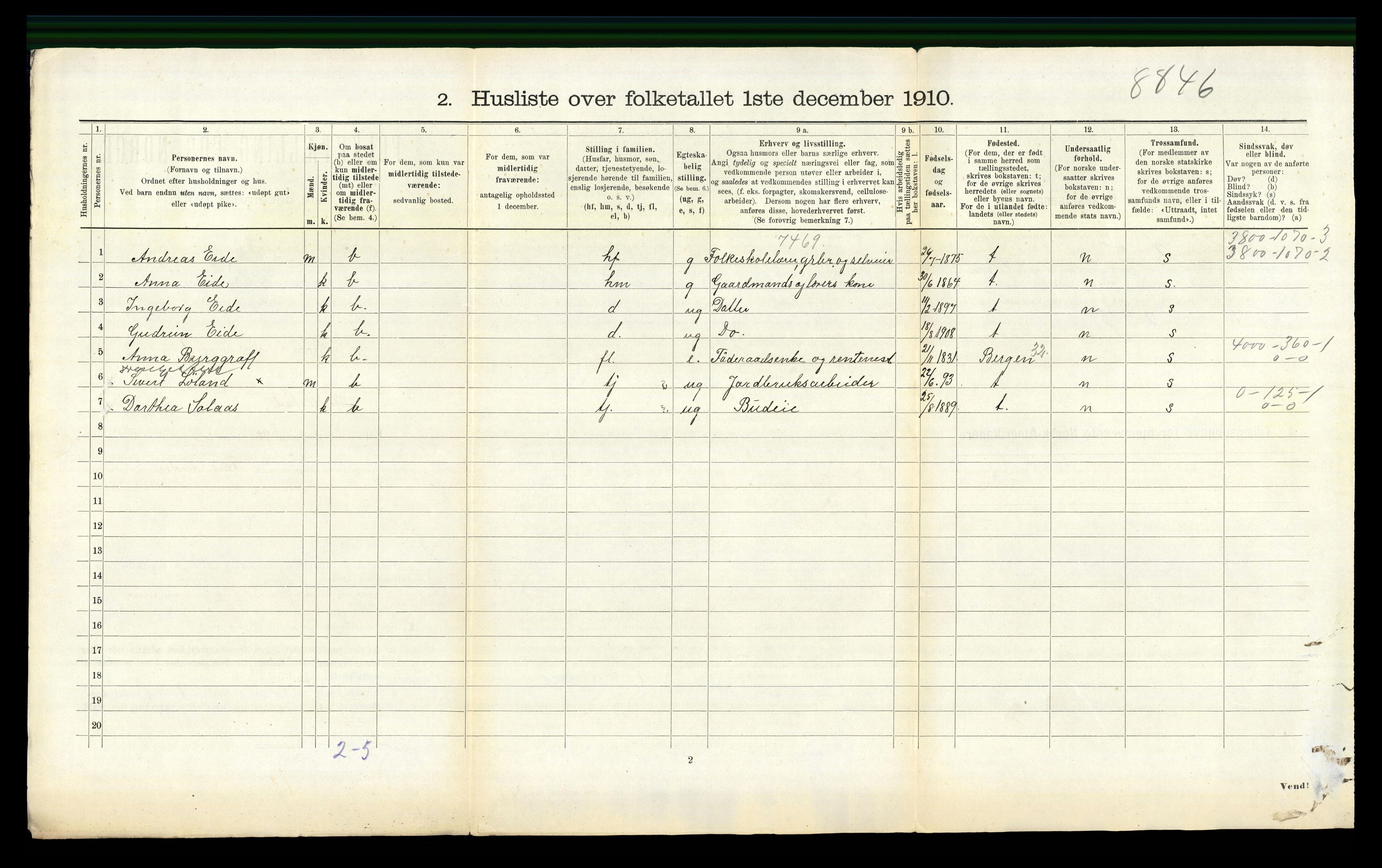 RA, 1910 census for Hyllestad, 1910, p. 784