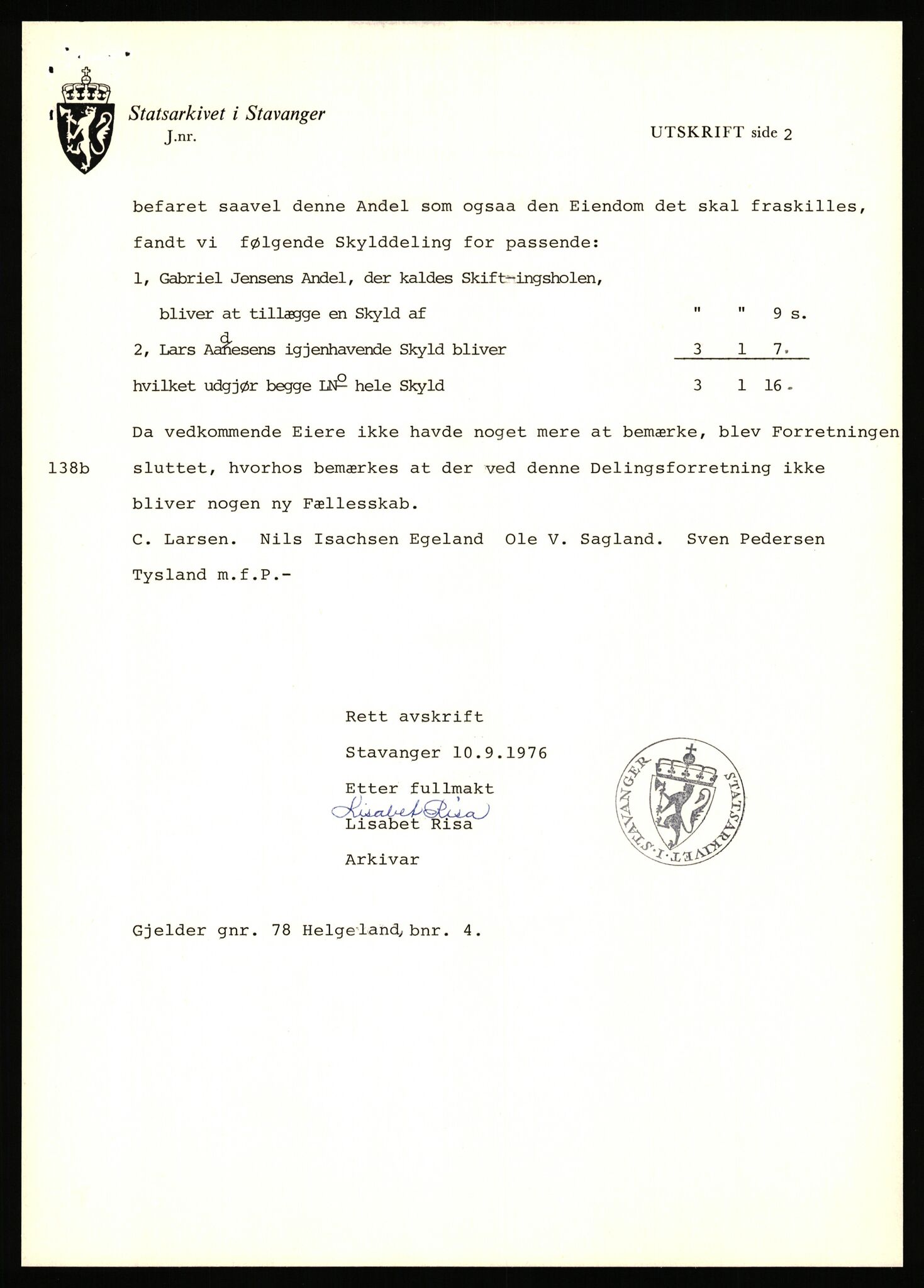 Statsarkivet i Stavanger, AV/SAST-A-101971/03/Y/Yj/L0034: Avskrifter sortert etter gårdsnavn: Helgeland i Bjerkreim - Helle nedre, 1750-1930, p. 10