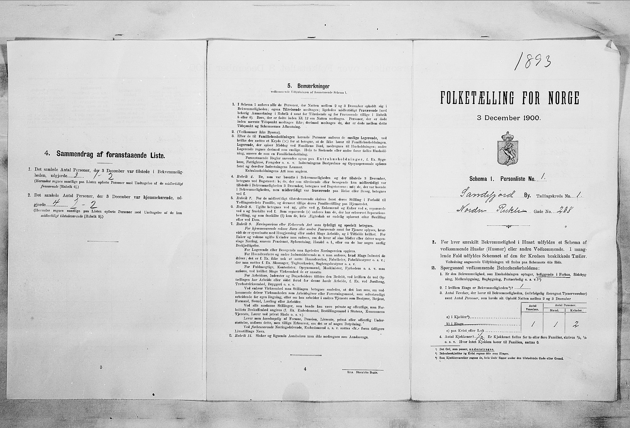 RA, 1900 census for Sandefjord, 1900, p. 38