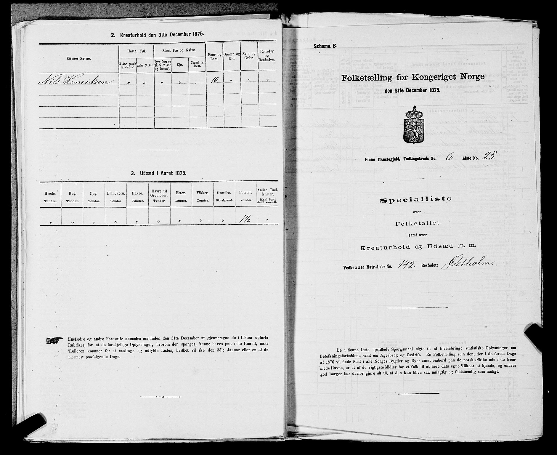 SAST, 1875 census for 1141P Finnøy, 1875, p. 605