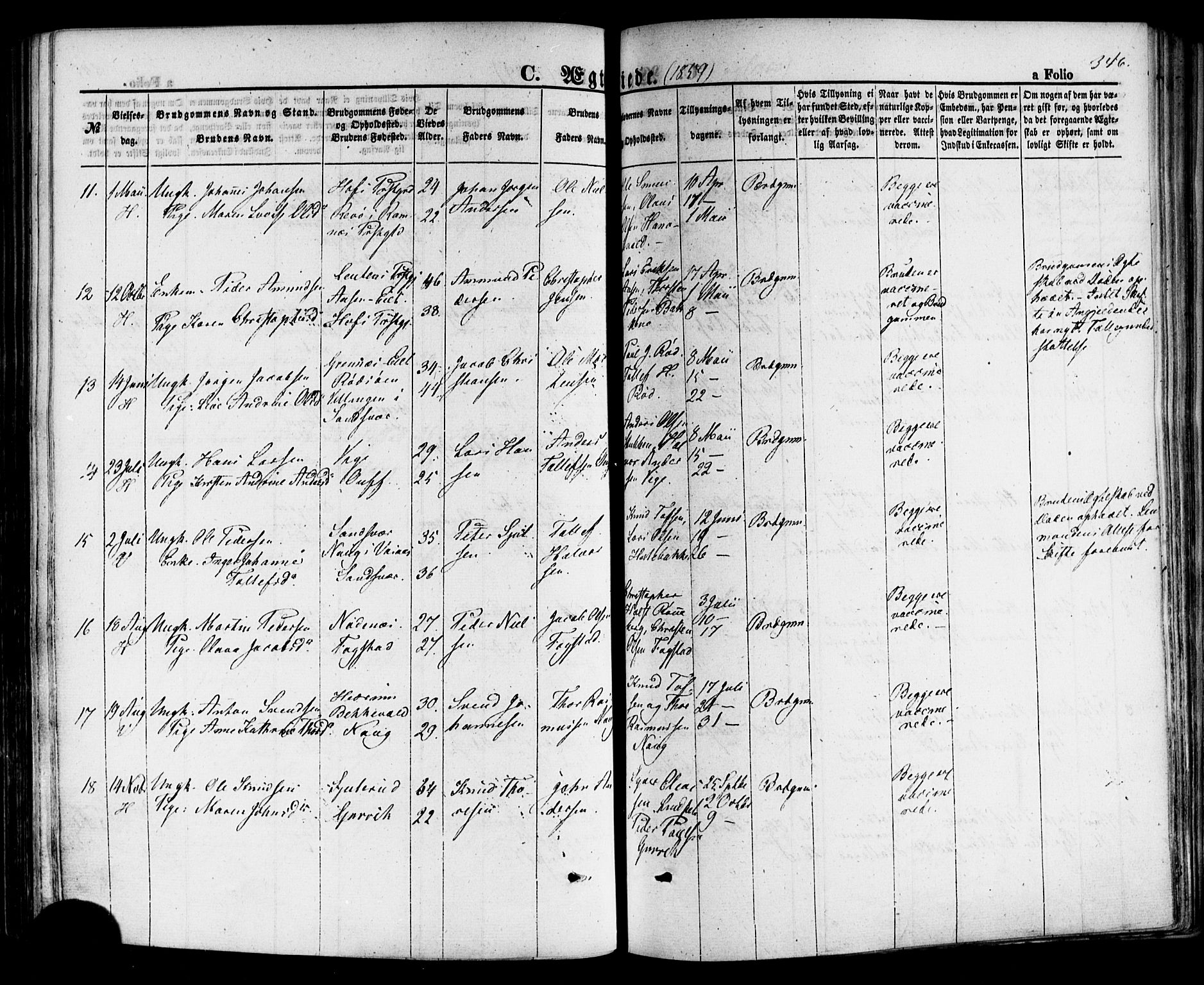 Hof kirkebøker, SAKO/A-64/F/Fa/L0006: Parish register (official) no. I 6, 1851-1877, p. 346
