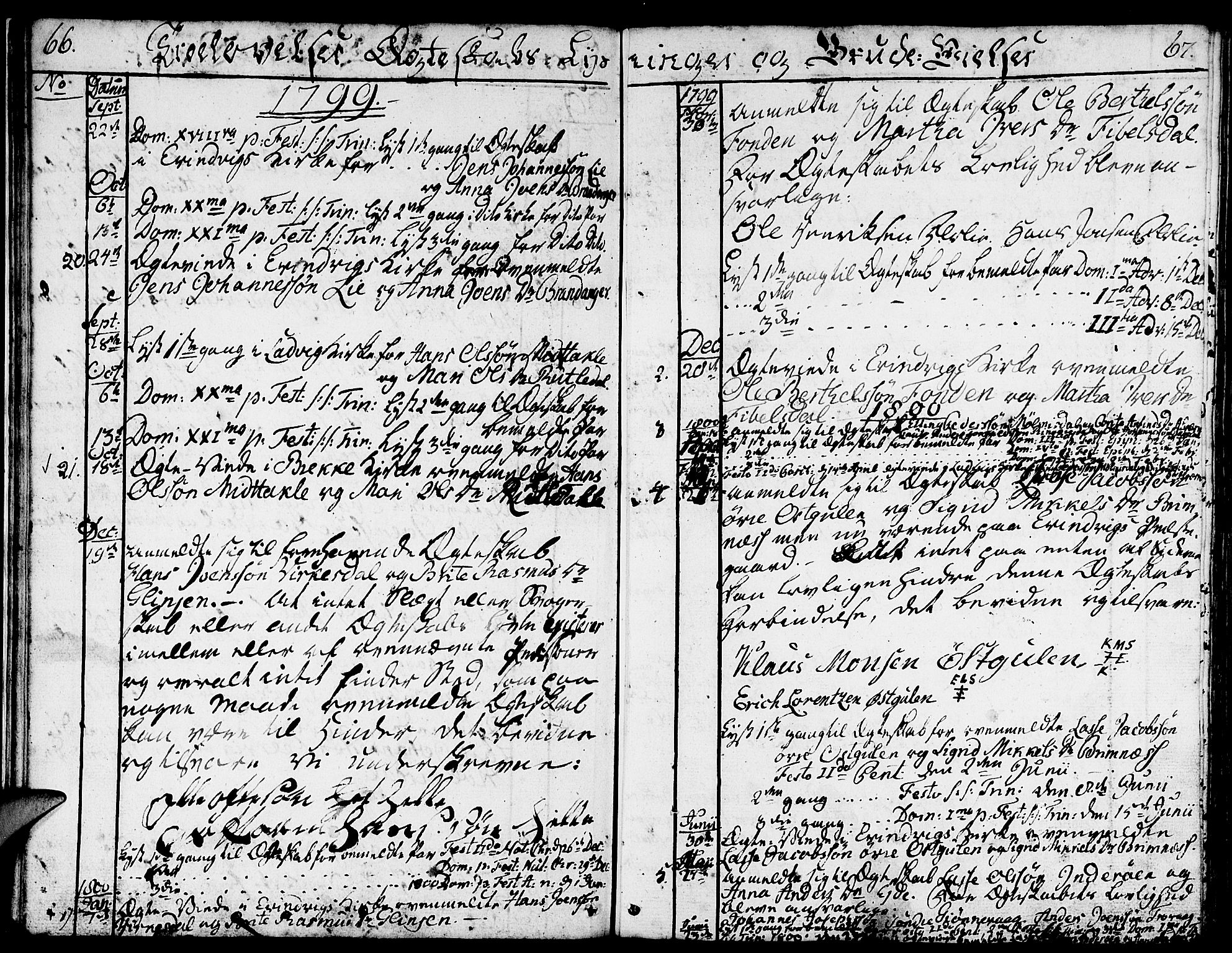 Gulen sokneprestembete, AV/SAB-A-80201/H/Haa/Haaa/L0016: Parish register (official) no. A 16, 1798-1808, p. 66-67