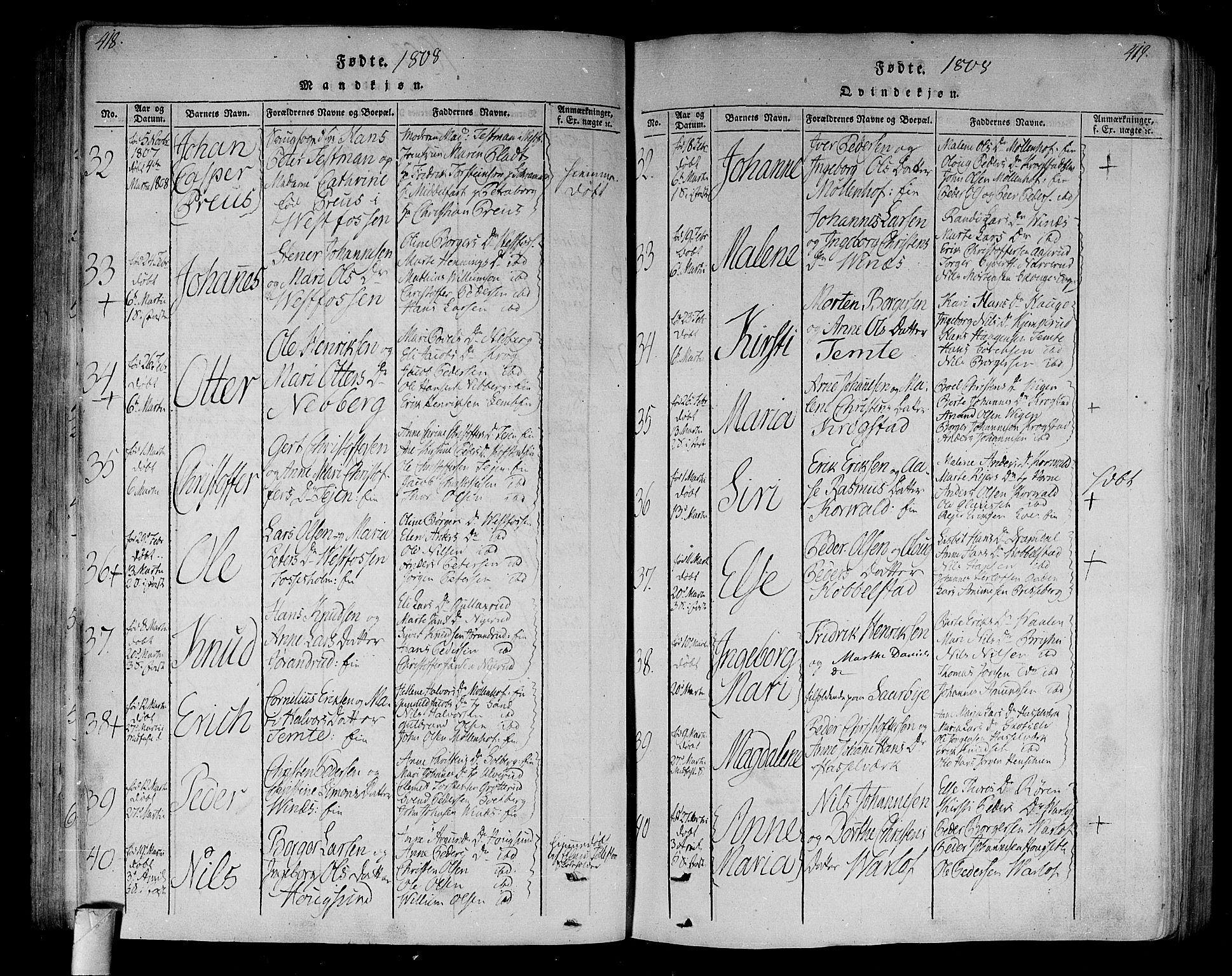 Eiker kirkebøker, AV/SAKO-A-4/F/Fa/L0010: Parish register (official) no. I 10, 1806-1815, p. 418-419