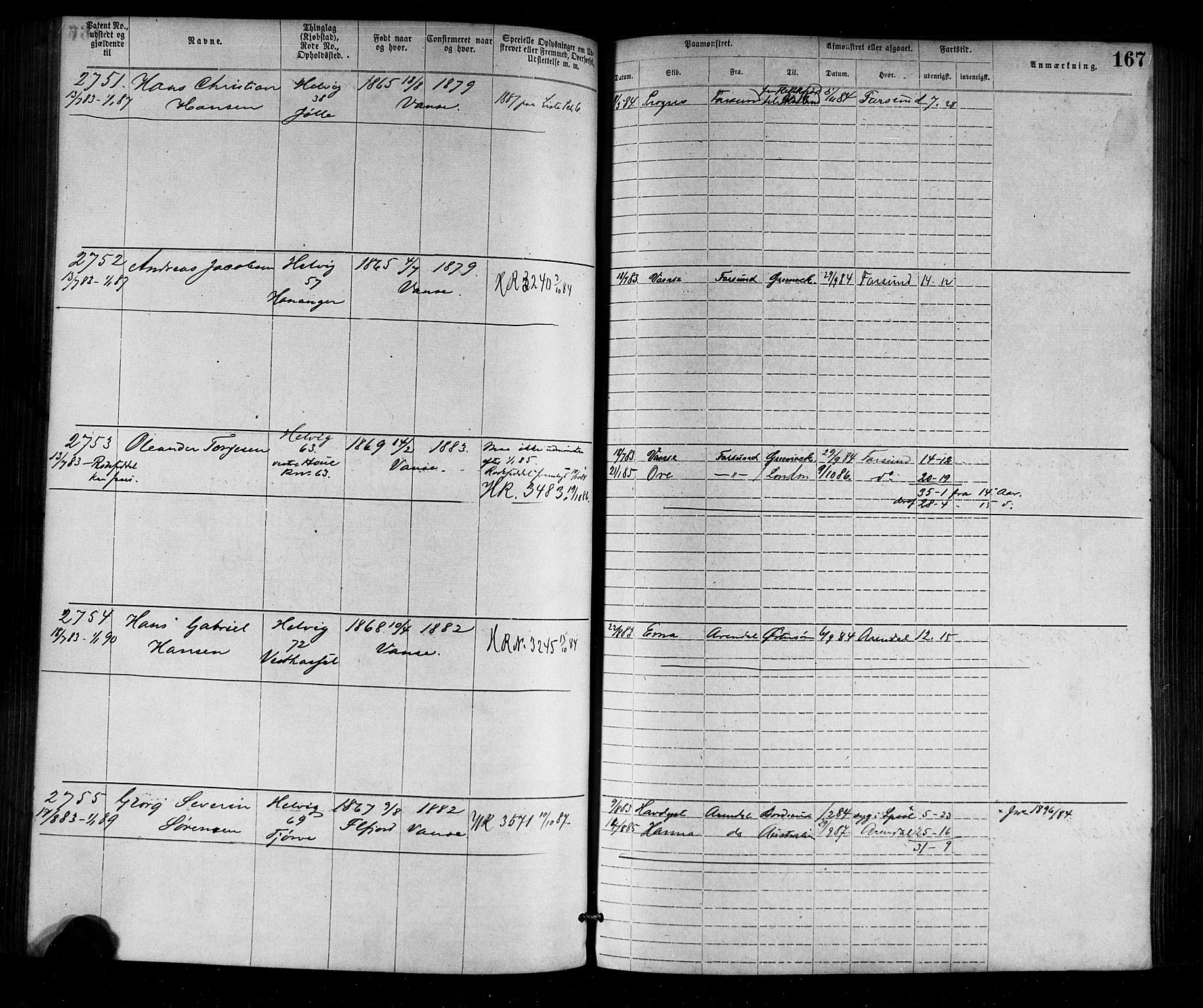 Farsund mønstringskrets, SAK/2031-0017/F/Fa/L0002: Annotasjonsrulle nr 1921-3815 med register, M-2, 1877-1894, p. 195