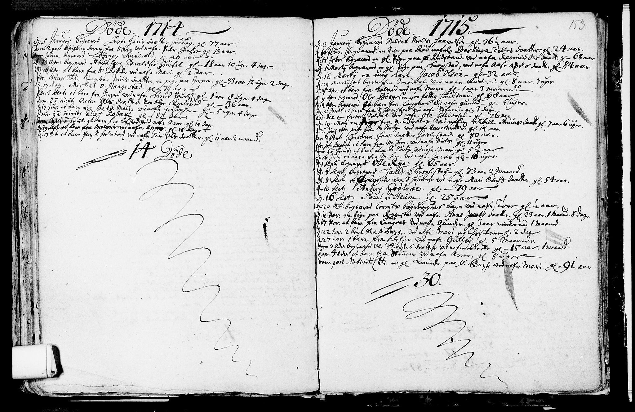 Våle kirkebøker, SAKO/A-334/F/Fa/L0002: Parish register (official) no. I 2, 1705-1732, p. 153