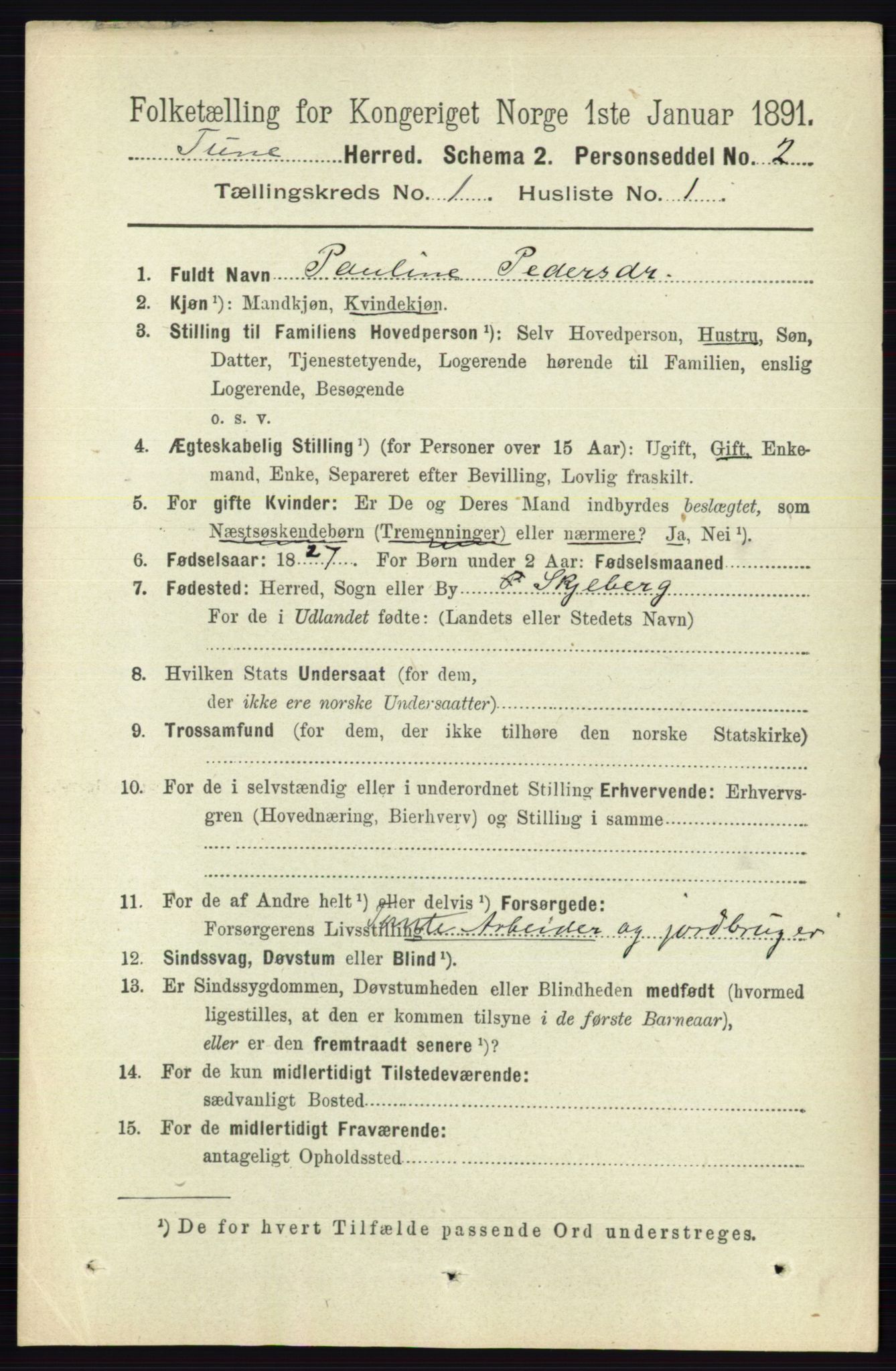 RA, 1891 census for 0130 Tune, 1891, p. 139