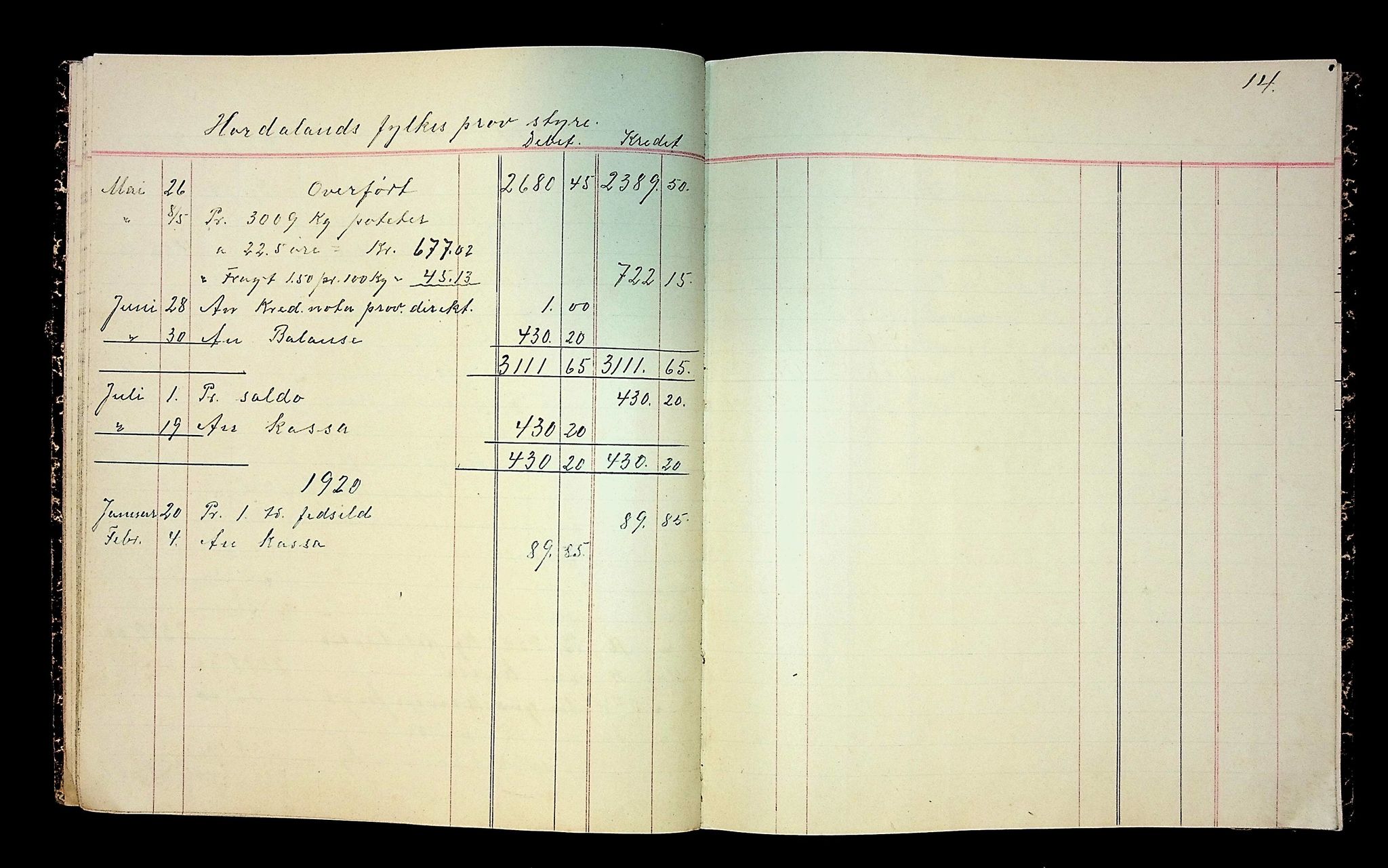 Varaldsøy kommune. Mundheim provianteringsråd, IKAH/1225-840/R/Ra/L0002: Kontobok  for Mundheim provianteringsråd, 1919-1920, p. 15