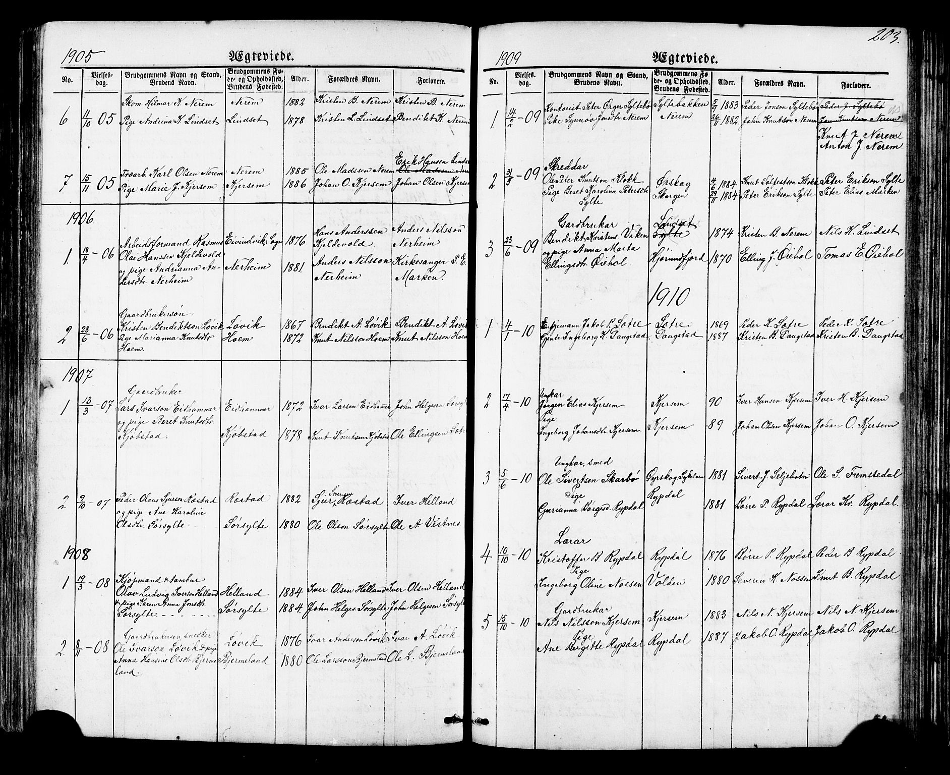 Ministerialprotokoller, klokkerbøker og fødselsregistre - Møre og Romsdal, SAT/A-1454/541/L0547: Parish register (copy) no. 541C02, 1867-1921, p. 203