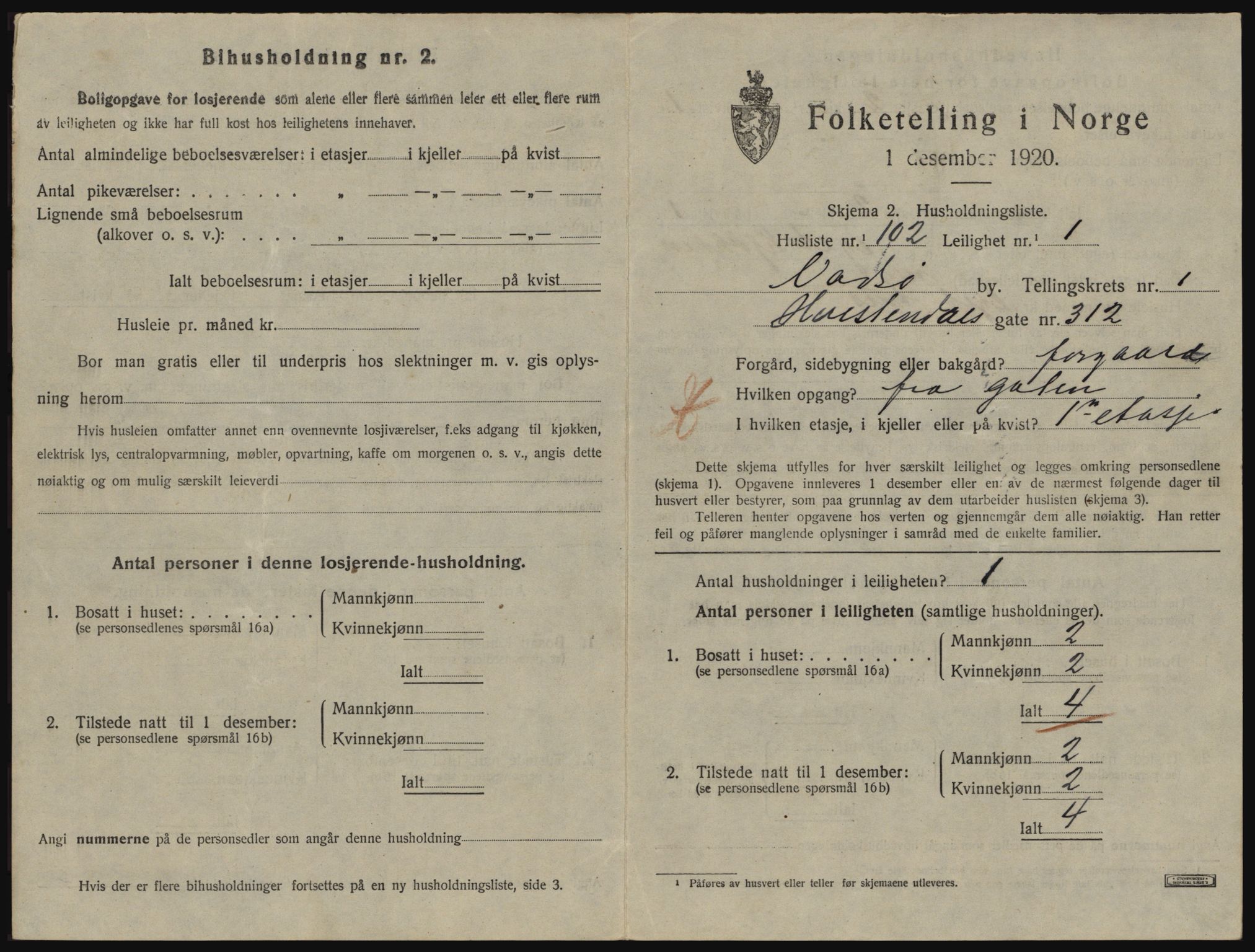 SATØ, 1920 census for Vadsø, 1920, p. 854