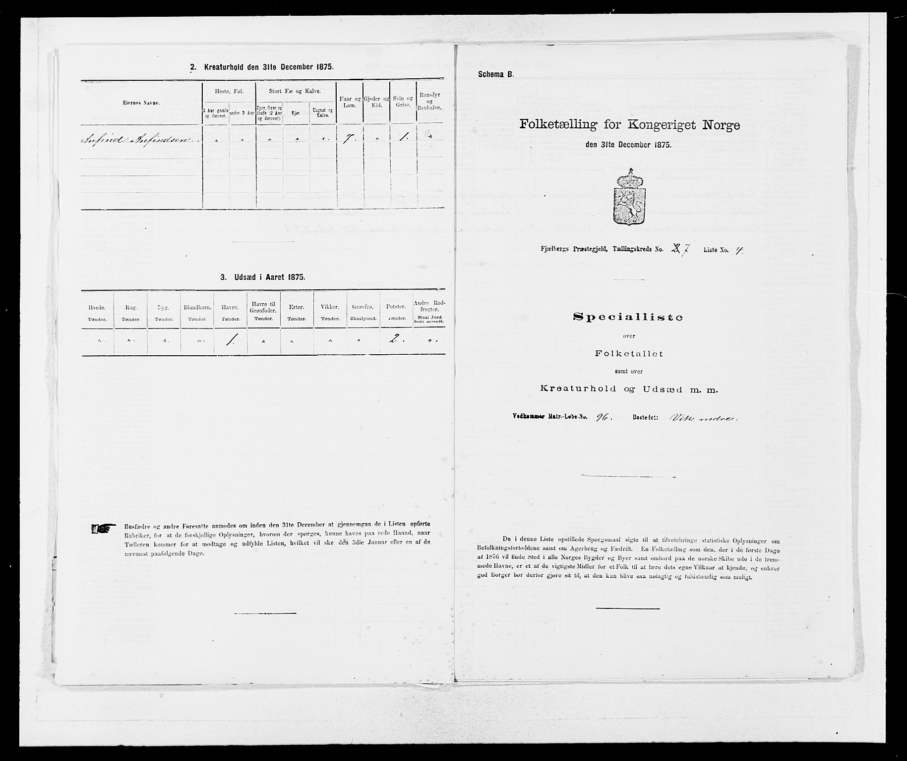 SAB, 1875 census for 1213P Fjelberg, 1875, p. 730