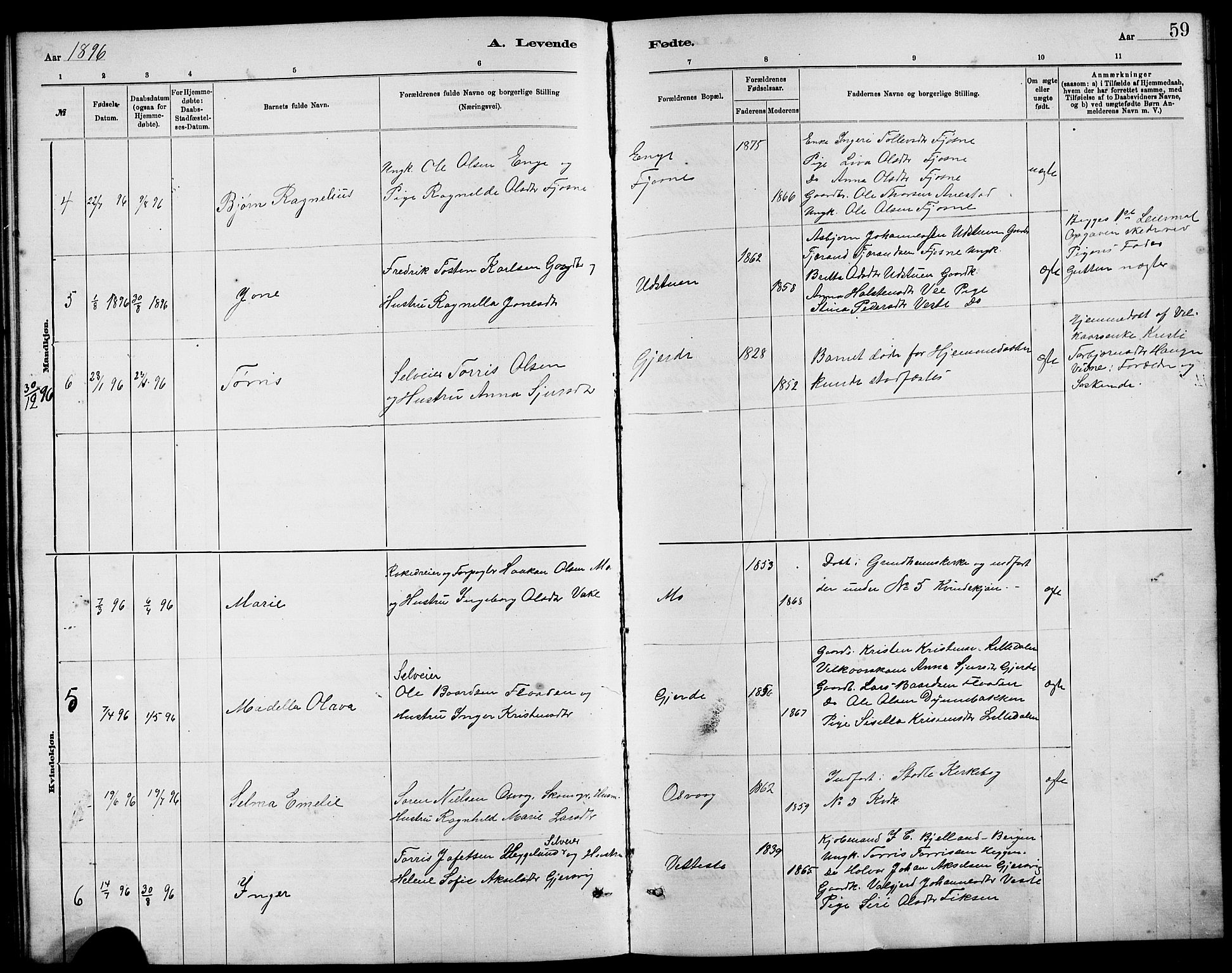 Etne sokneprestembete, AV/SAB-A-75001/H/Hab: Parish register (copy) no. B 4, 1879-1897, p. 59