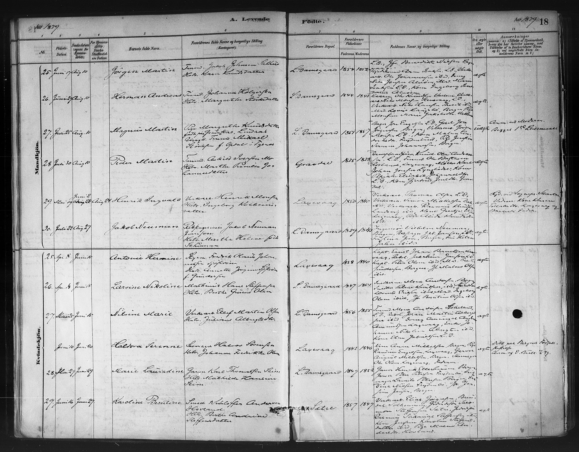 Askøy Sokneprestembete, AV/SAB-A-74101/H/Ha/Haa/Haae/L0002: Parish register (official) no. E 2, 1878-1891, p. 18