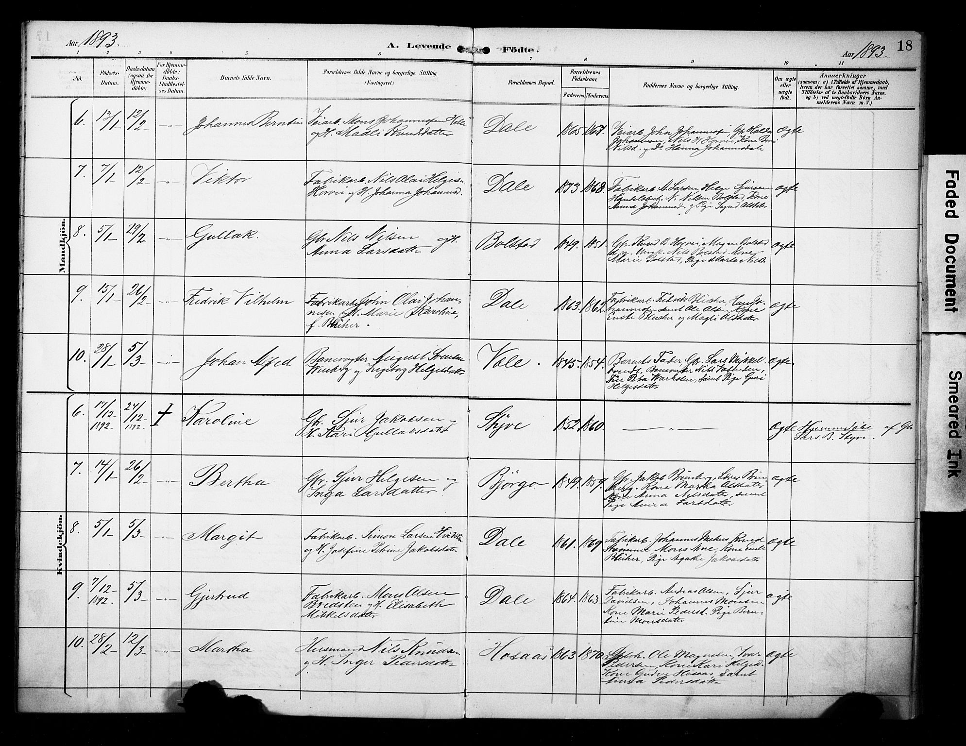 Evanger sokneprestembete, AV/SAB-A-99924: Parish register (official) no. A 2, 1892-1899, p. 18