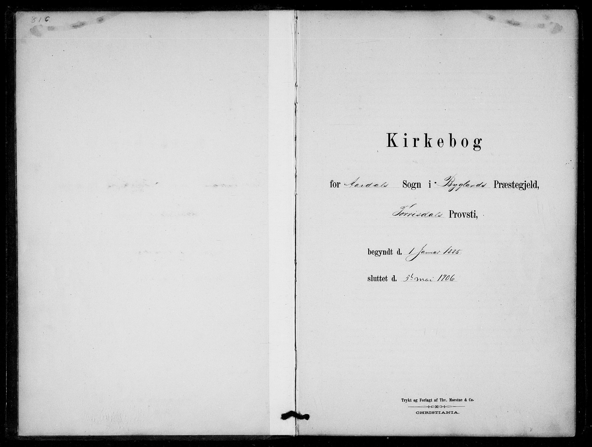 Bygland sokneprestkontor, SAK/1111-0006/F/Fa/Fad/L0001: Parish register (official) no. A 1, 1885-1906