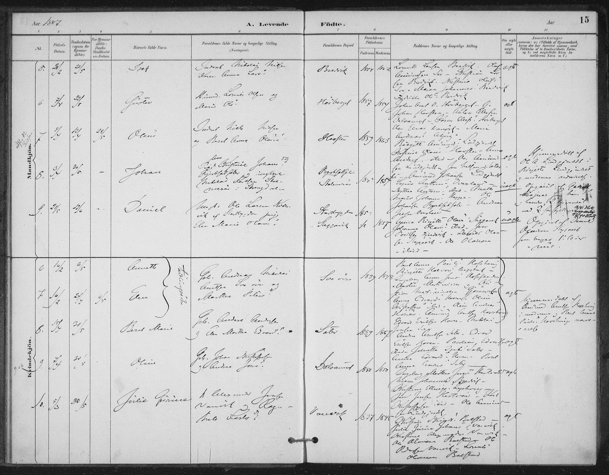 Ministerialprotokoller, klokkerbøker og fødselsregistre - Nord-Trøndelag, SAT/A-1458/702/L0023: Parish register (official) no. 702A01, 1883-1897, p. 15