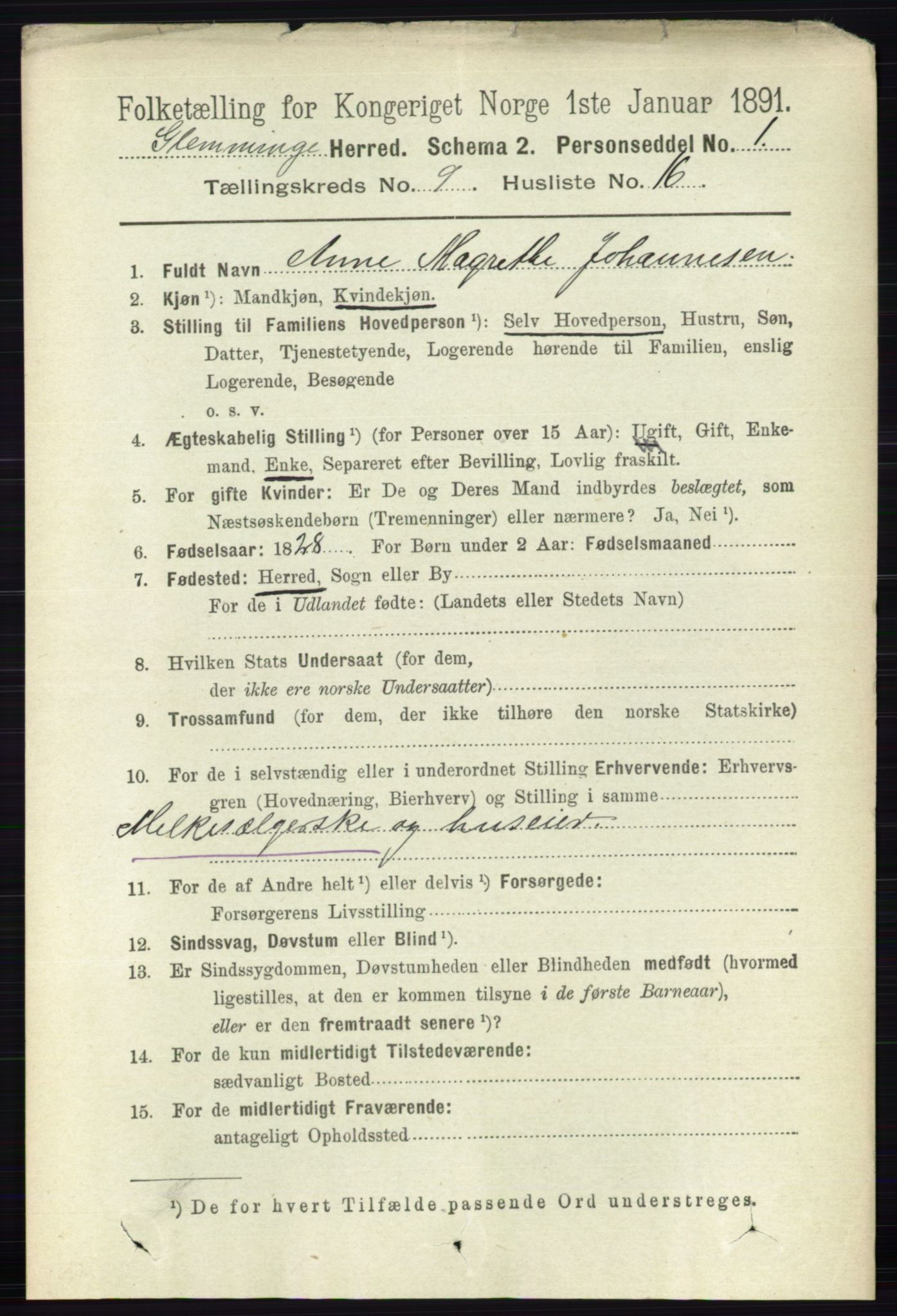 RA, 1891 census for 0132 Glemmen, 1891, p. 9727