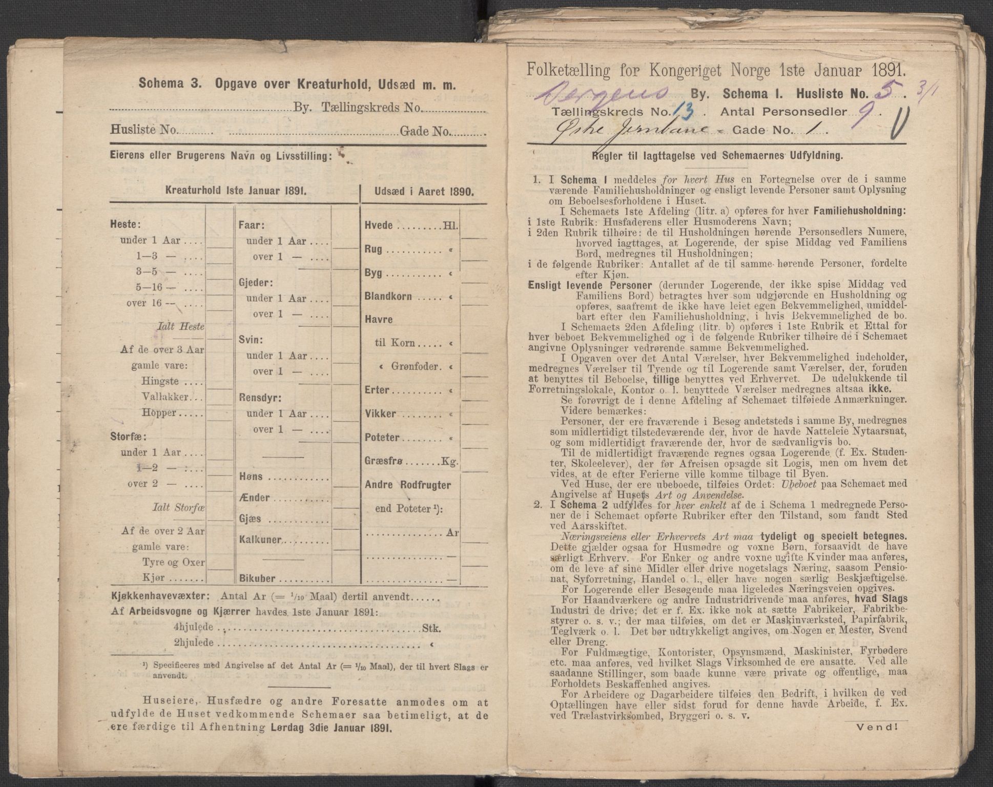 RA, 1891 Census for 1301 Bergen, 1891, p. 2009