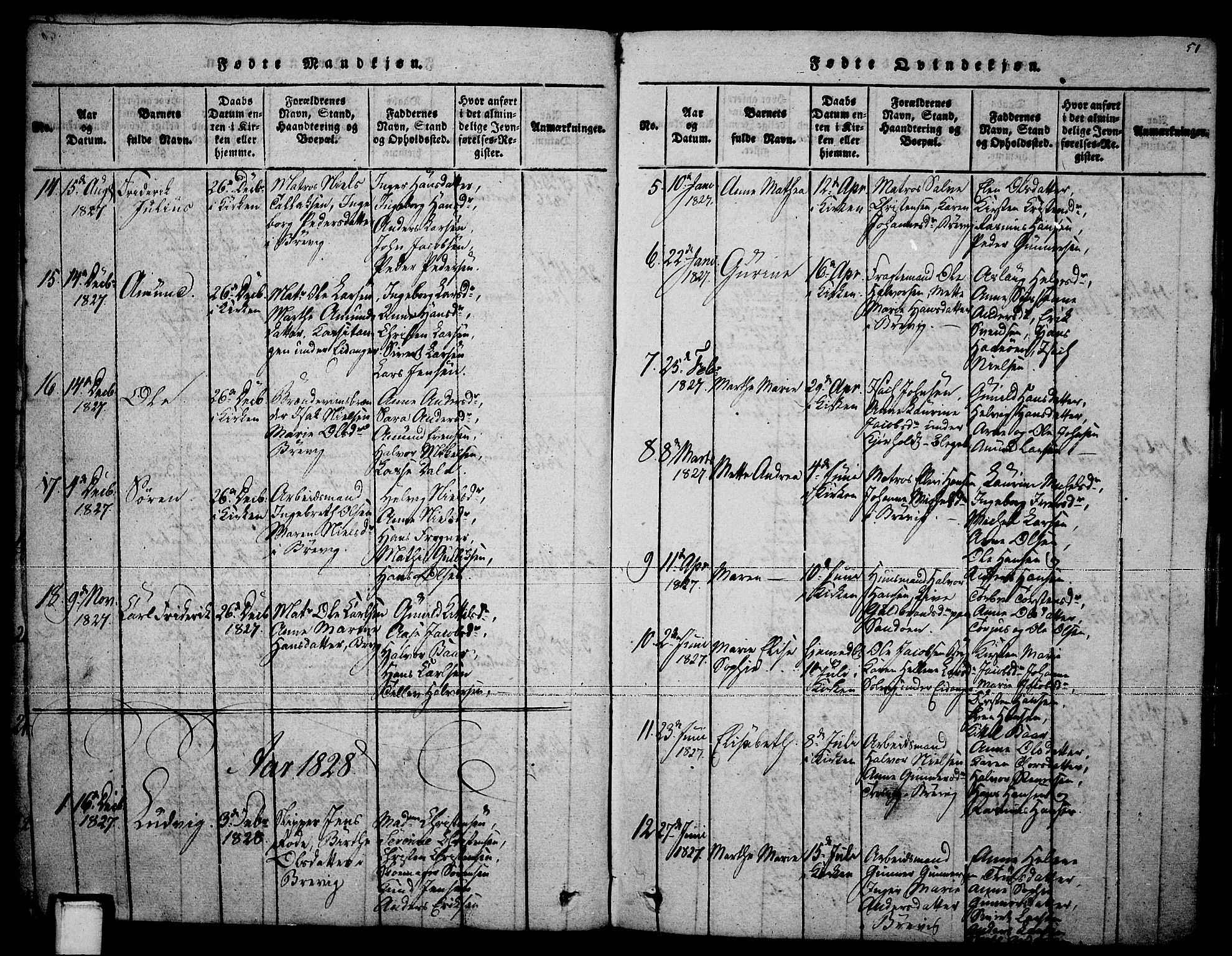 Brevik kirkebøker, SAKO/A-255/F/Fa/L0004: Parish register (official) no. 4, 1814-1846, p. 51