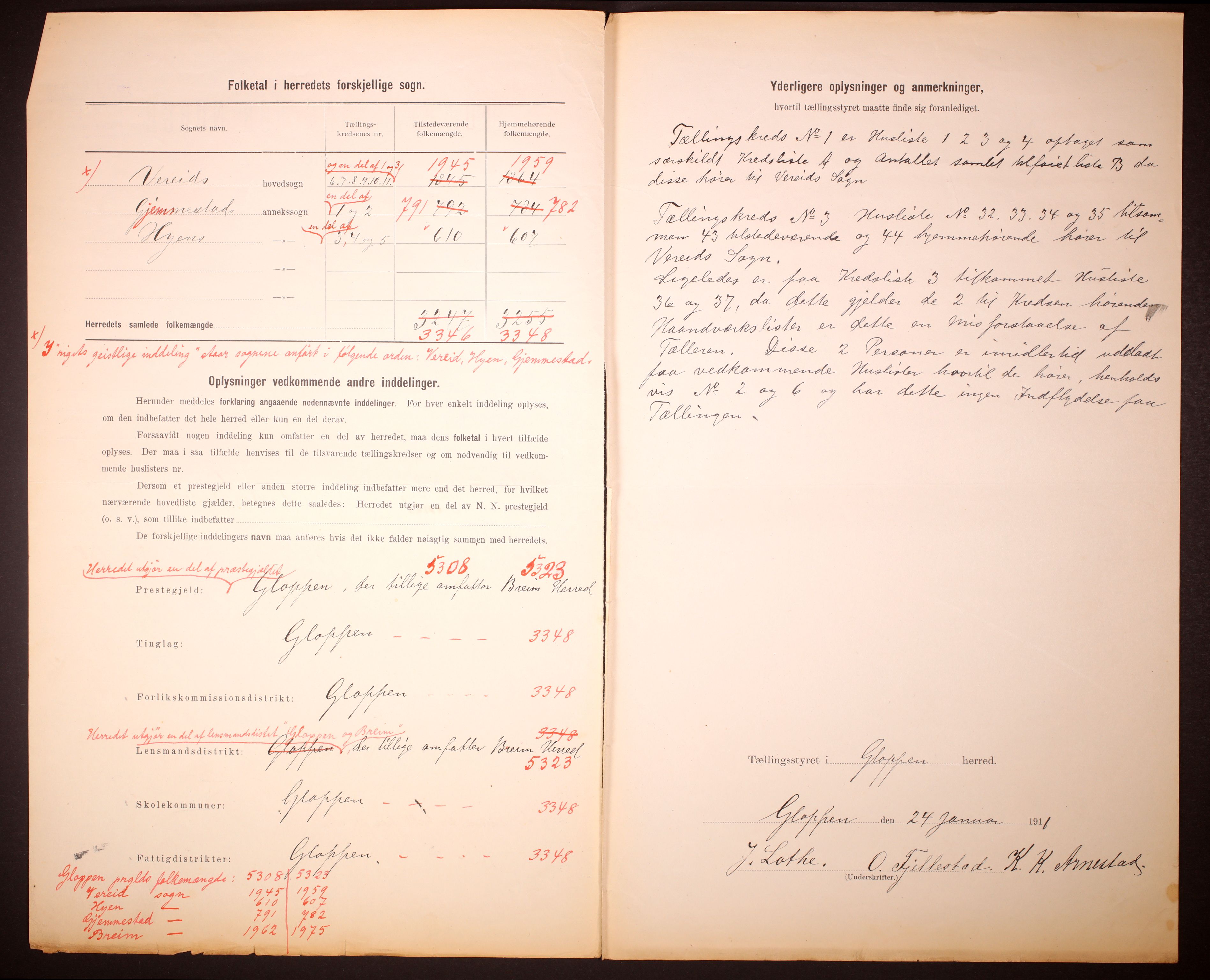 RA, 1910 census for Gloppen, 1910, p. 2