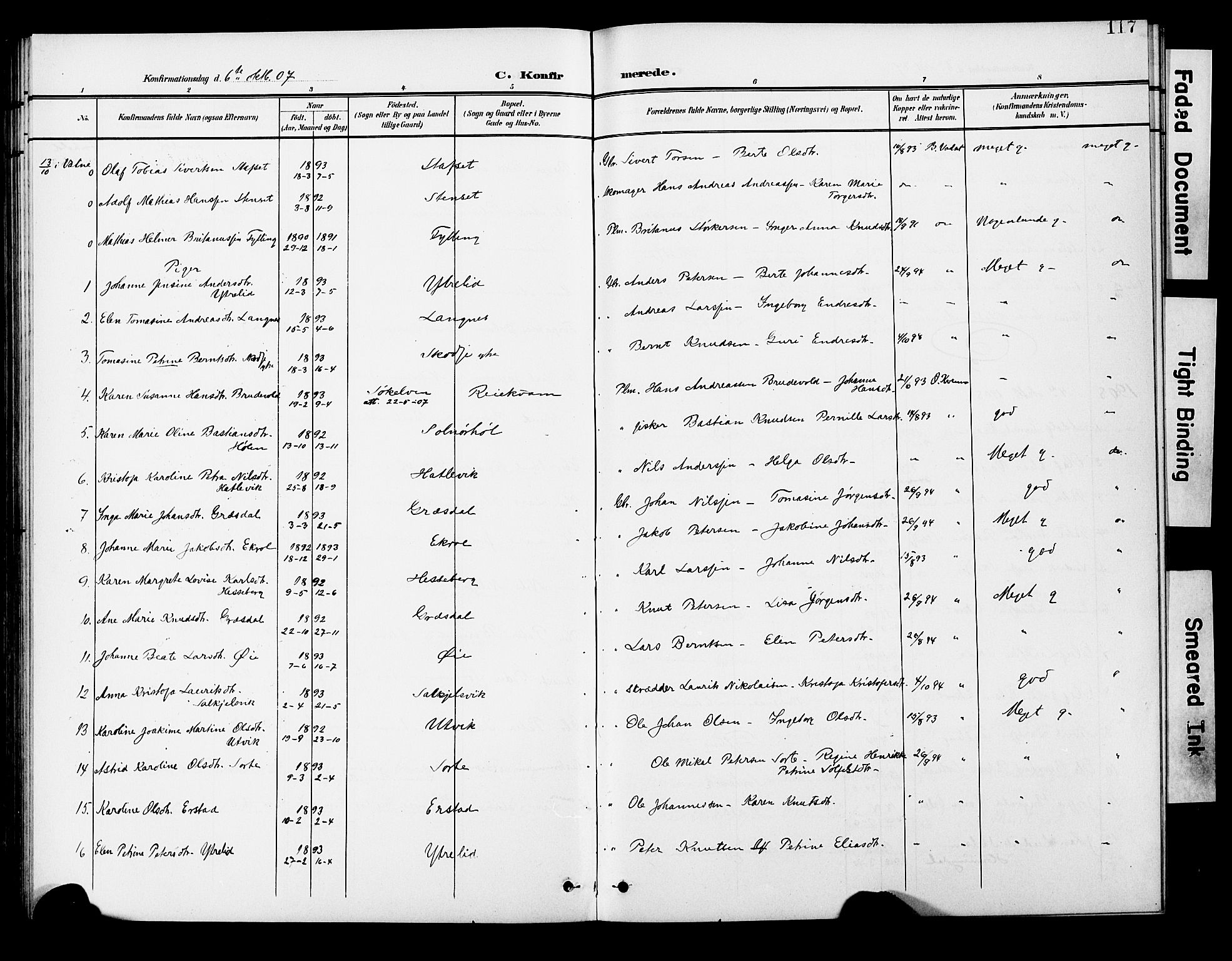 Ministerialprotokoller, klokkerbøker og fødselsregistre - Møre og Romsdal, AV/SAT-A-1454/524/L0366: Parish register (copy) no. 524C07, 1900-1931, p. 117