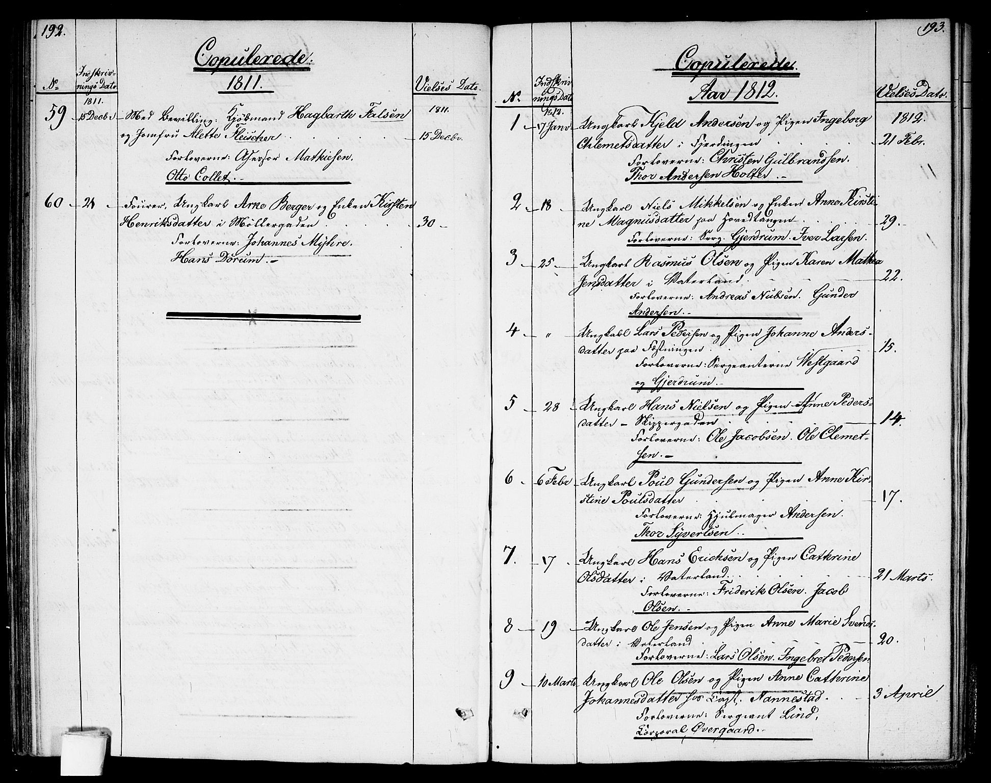 Garnisonsmenigheten Kirkebøker, SAO/A-10846/G/Ga/L0002: Parish register (copy) no. 2, 1810-1814, p. 192-193