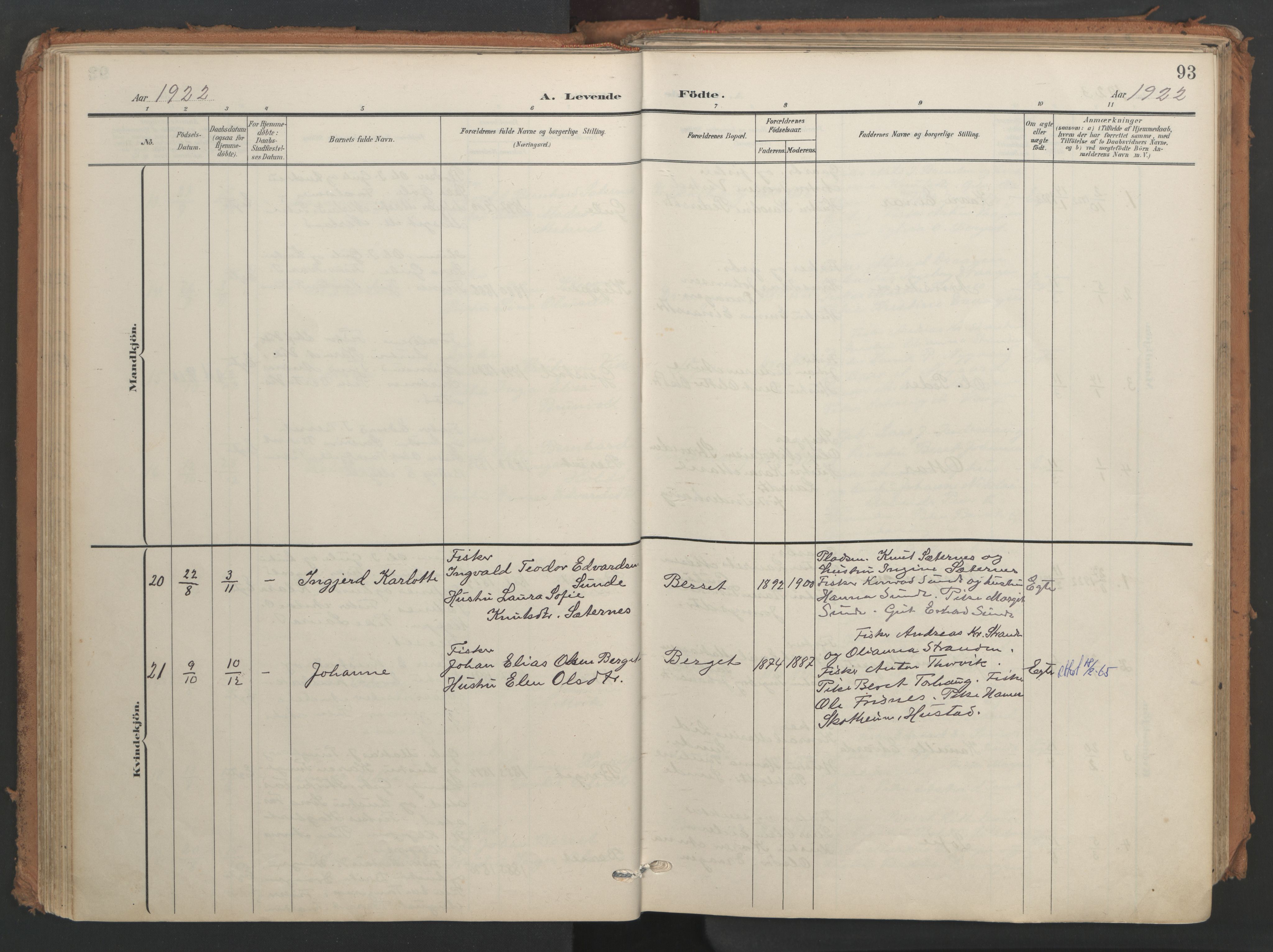 Ministerialprotokoller, klokkerbøker og fødselsregistre - Møre og Romsdal, SAT/A-1454/566/L0771: Parish register (official) no. 566A10, 1904-1929, p. 93