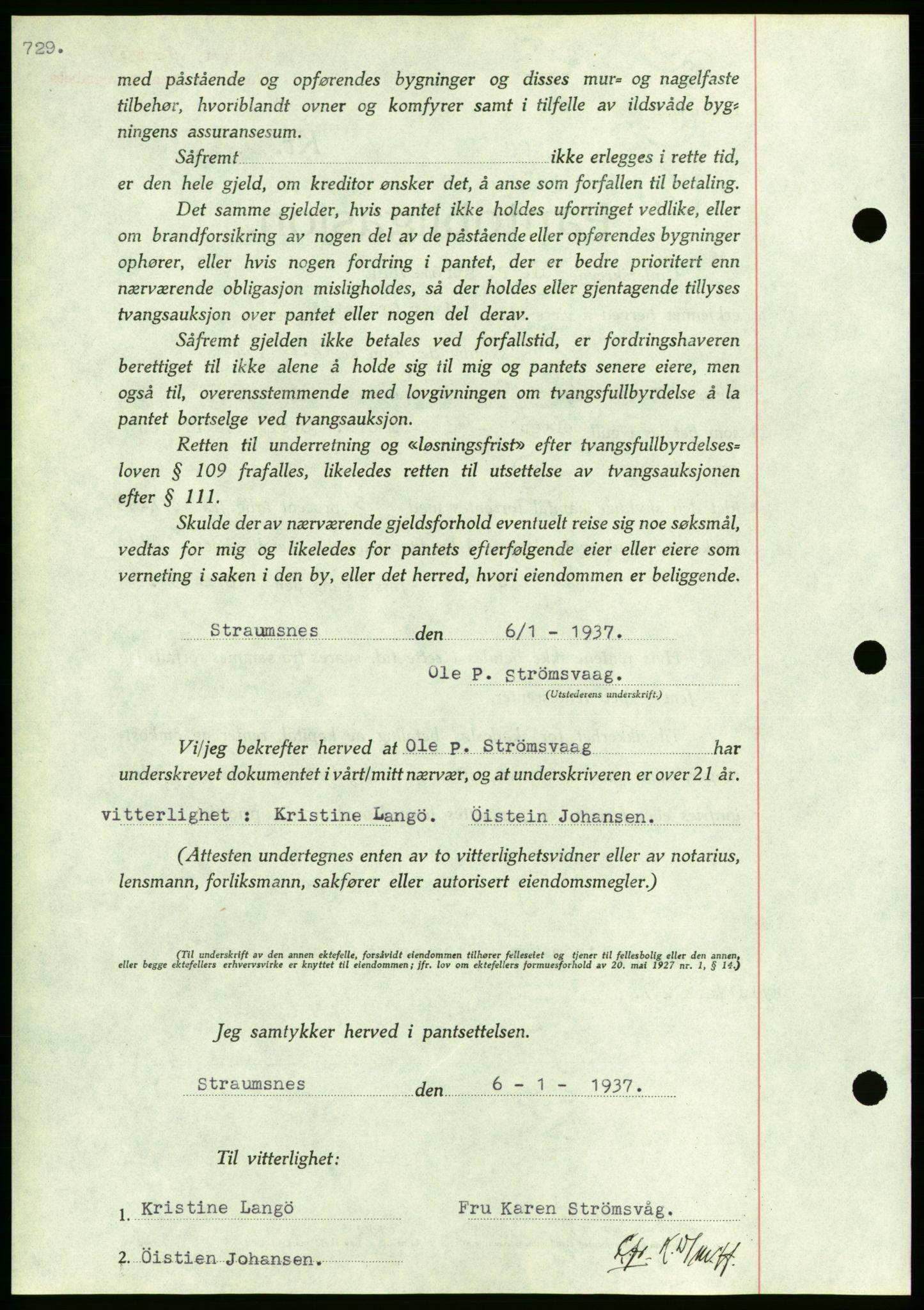 Nordmøre sorenskriveri, AV/SAT-A-4132/1/2/2Ca/L0090: Mortgage book no. B80, 1936-1937, Diary no: : 54/1937