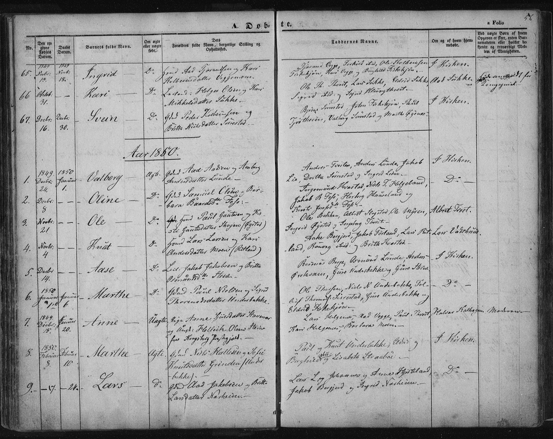 Suldal sokneprestkontor, AV/SAST-A-101845/01/IV/L0008: Parish register (official) no. A 8, 1836-1853, p. 56