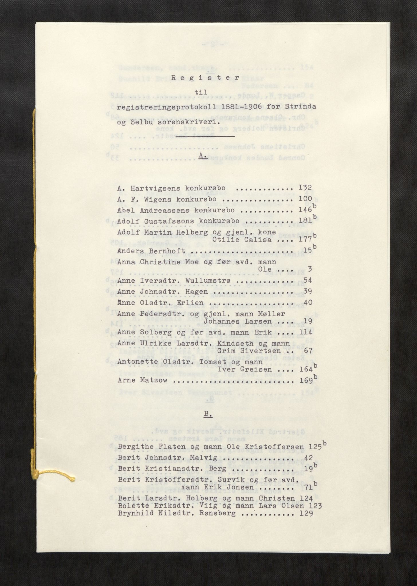 Strinda og Selbu sorenskriveri, SAT/A-0015/3/3C/L0004: Skifteregistreringsprot., 1881-1906, p. 0-1