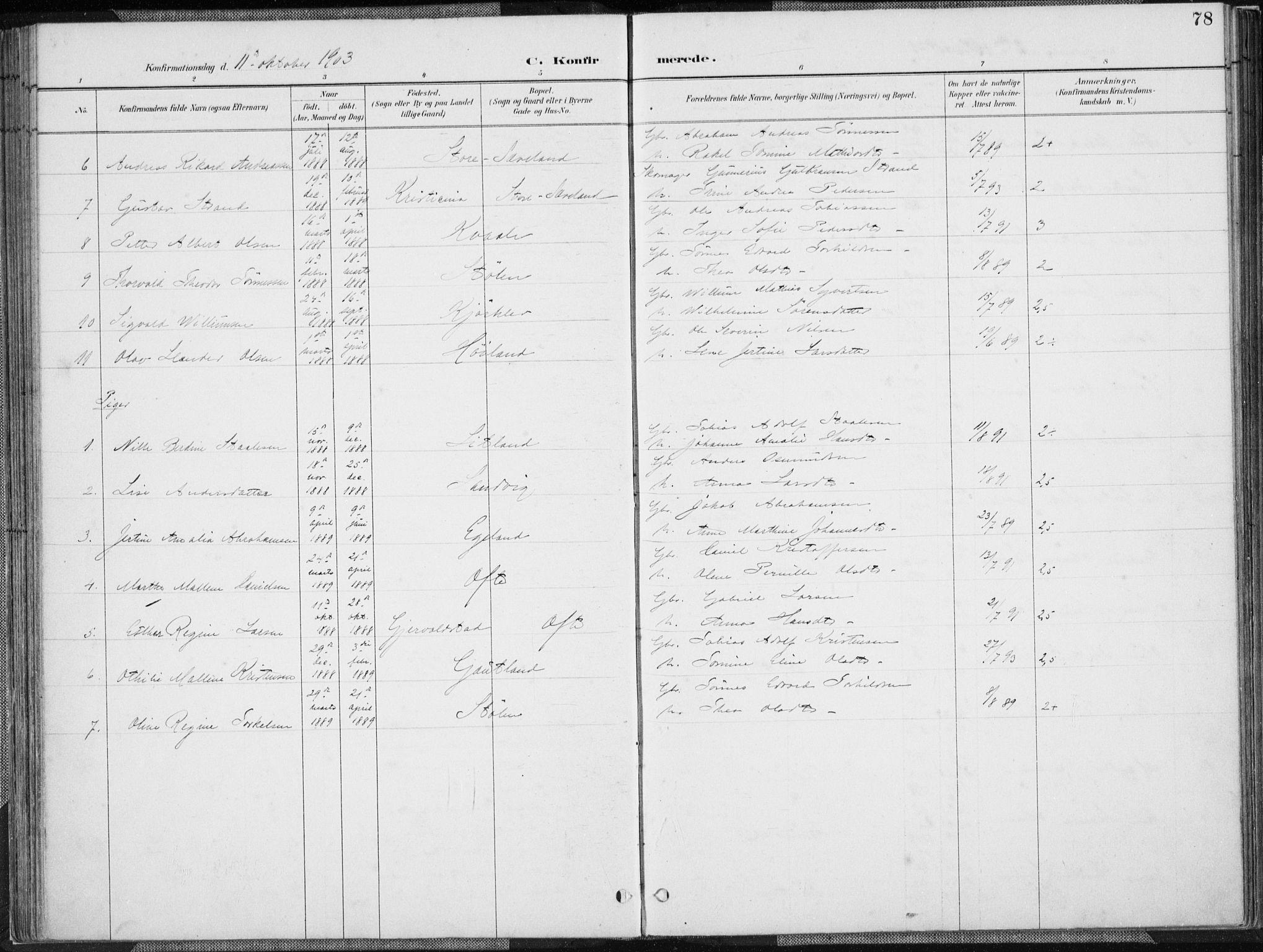 Herad sokneprestkontor, AV/SAK-1111-0018/F/Fa/Faa/L0006: Parish register (official) no. A 6, 1887-1907, p. 78