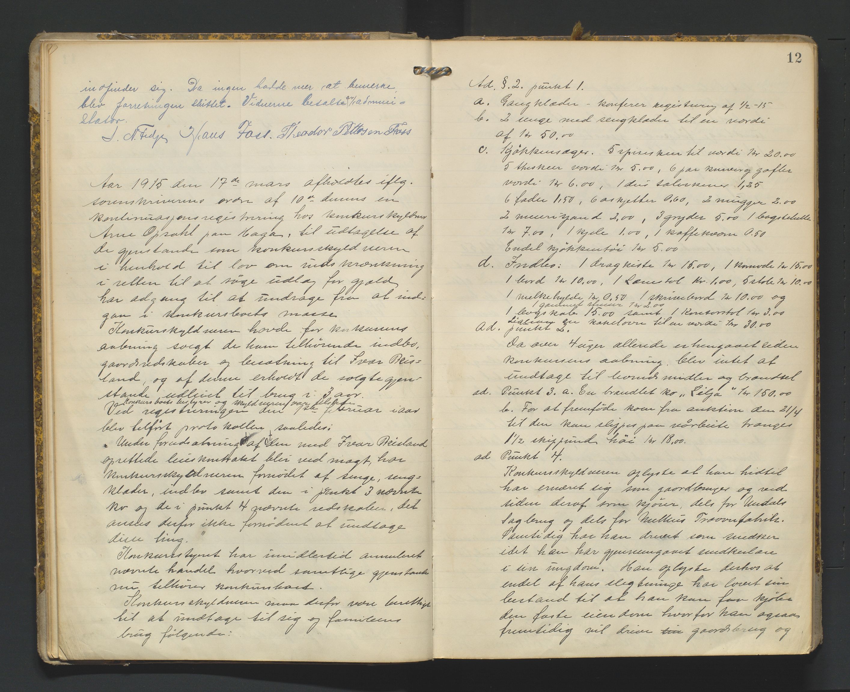 Mandal sorenskriveri, AV/SAK-1221-0005/001/H/Hc/L0065: Skifteregistreringsprotokoll nr 21 Sør-Audnedal, 1915-1931, p. 12