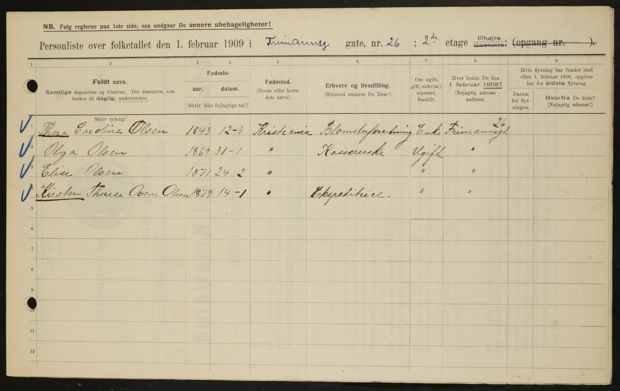 OBA, Municipal Census 1909 for Kristiania, 1909, p. 24577