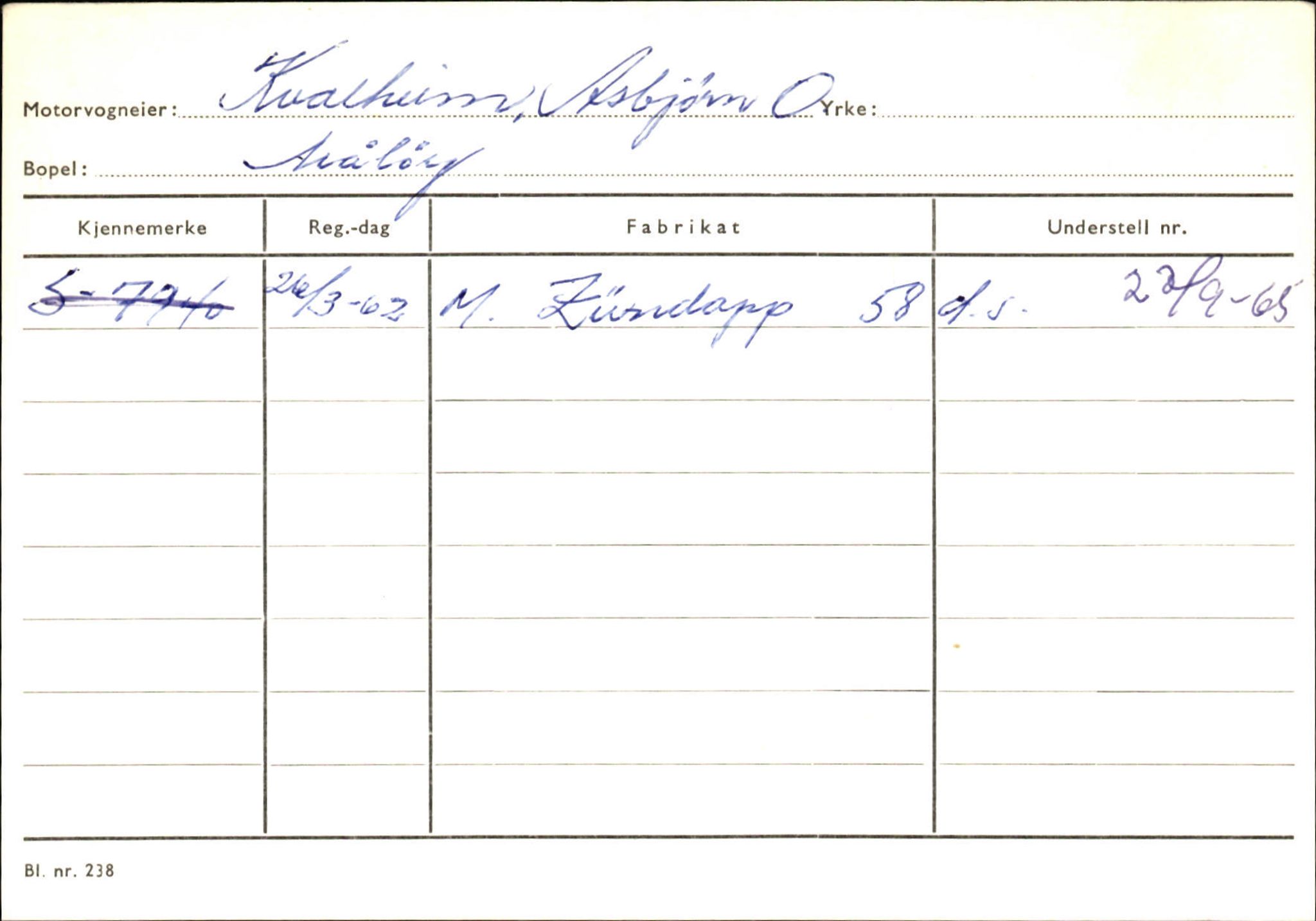 Statens vegvesen, Sogn og Fjordane vegkontor, AV/SAB-A-5301/4/F/L0144: Registerkort Vågsøy A-R, 1945-1975, p. 1435