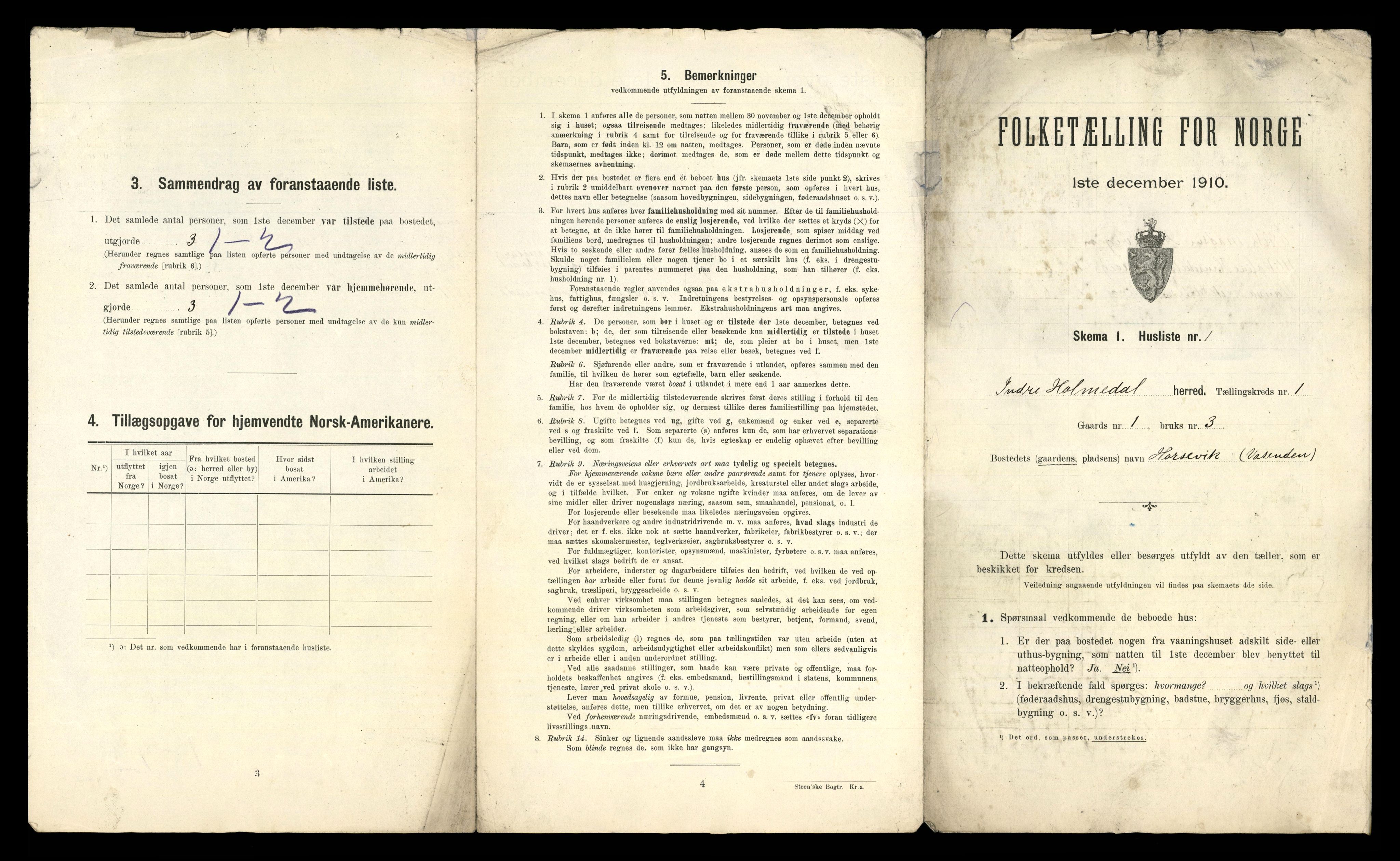 RA, 1910 census for Indre Holmedal, 1910, p. 56