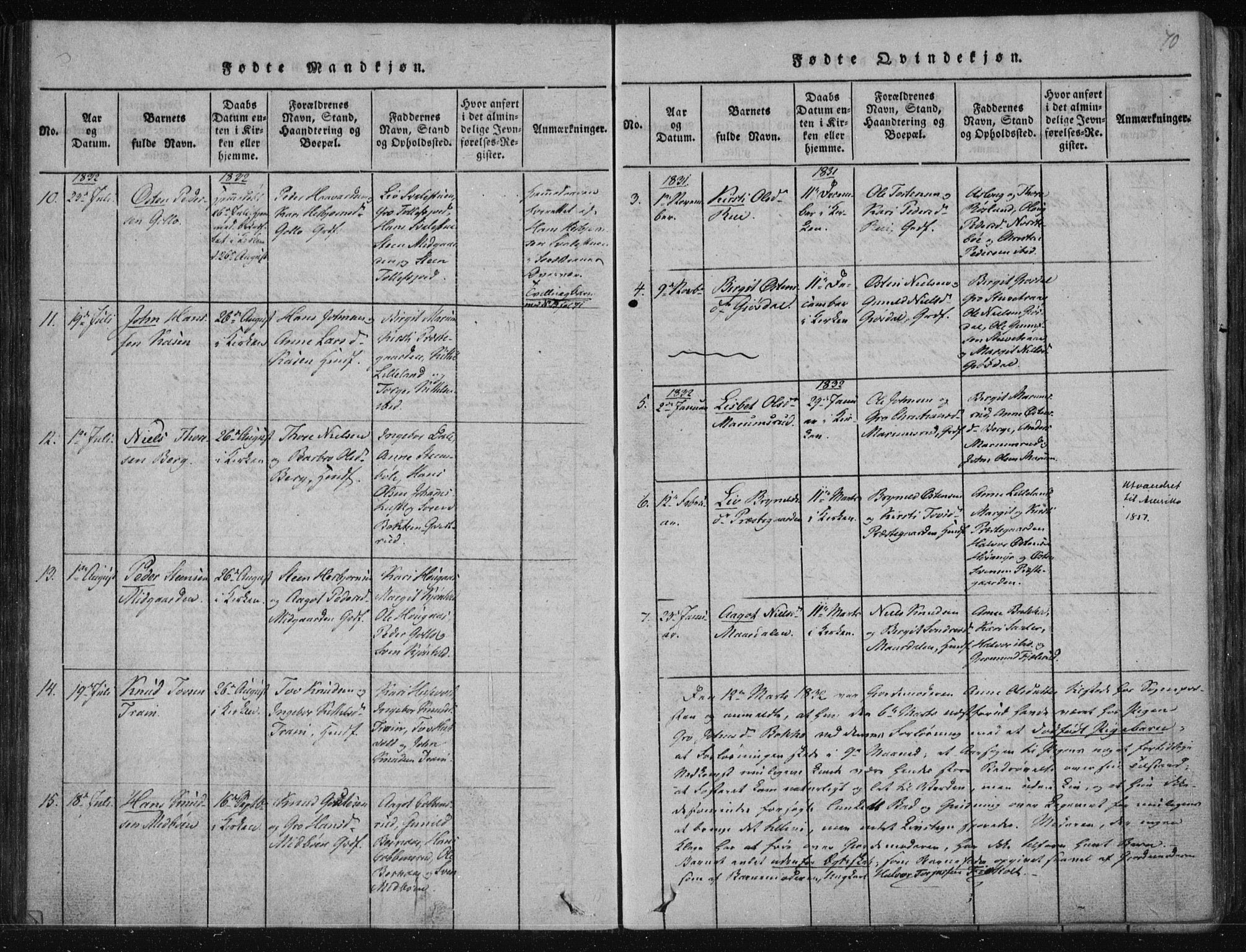 Tinn kirkebøker, AV/SAKO-A-308/F/Fa/L0004: Parish register (official) no. I 4, 1815-1843, p. 69b-70a