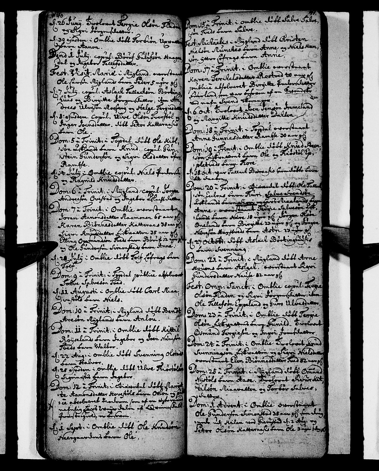 Åmli sokneprestkontor, AV/SAK-1111-0050/F/Fa/Fac/L0001: Parish register (official) no. A 1, 1711-1740, p. 40-41