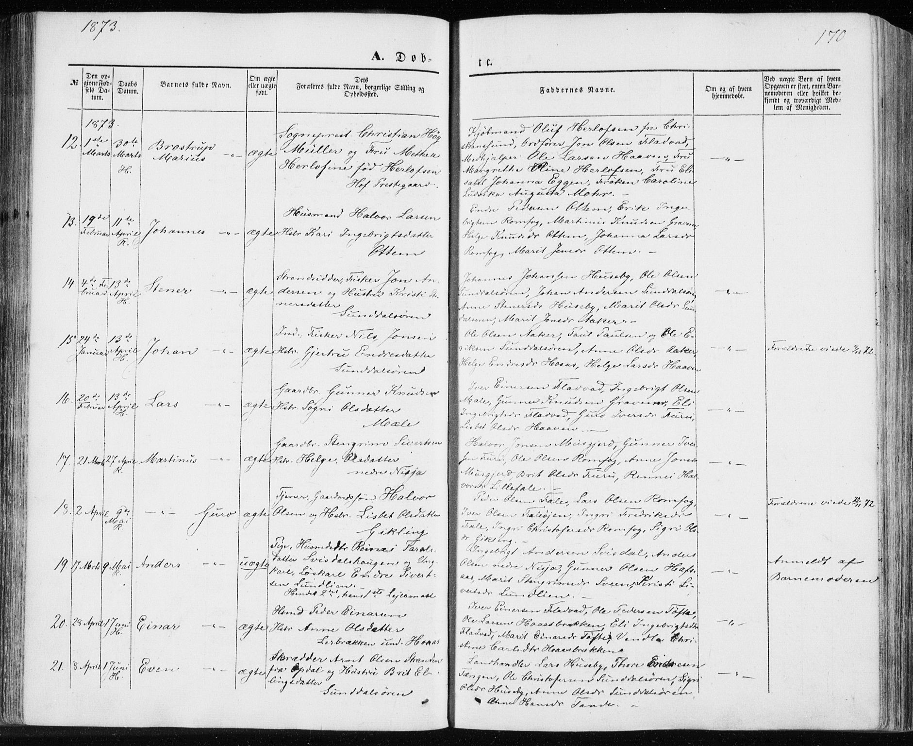 Ministerialprotokoller, klokkerbøker og fødselsregistre - Møre og Romsdal, SAT/A-1454/590/L1013: Parish register (official) no. 590A05, 1847-1877, p. 170