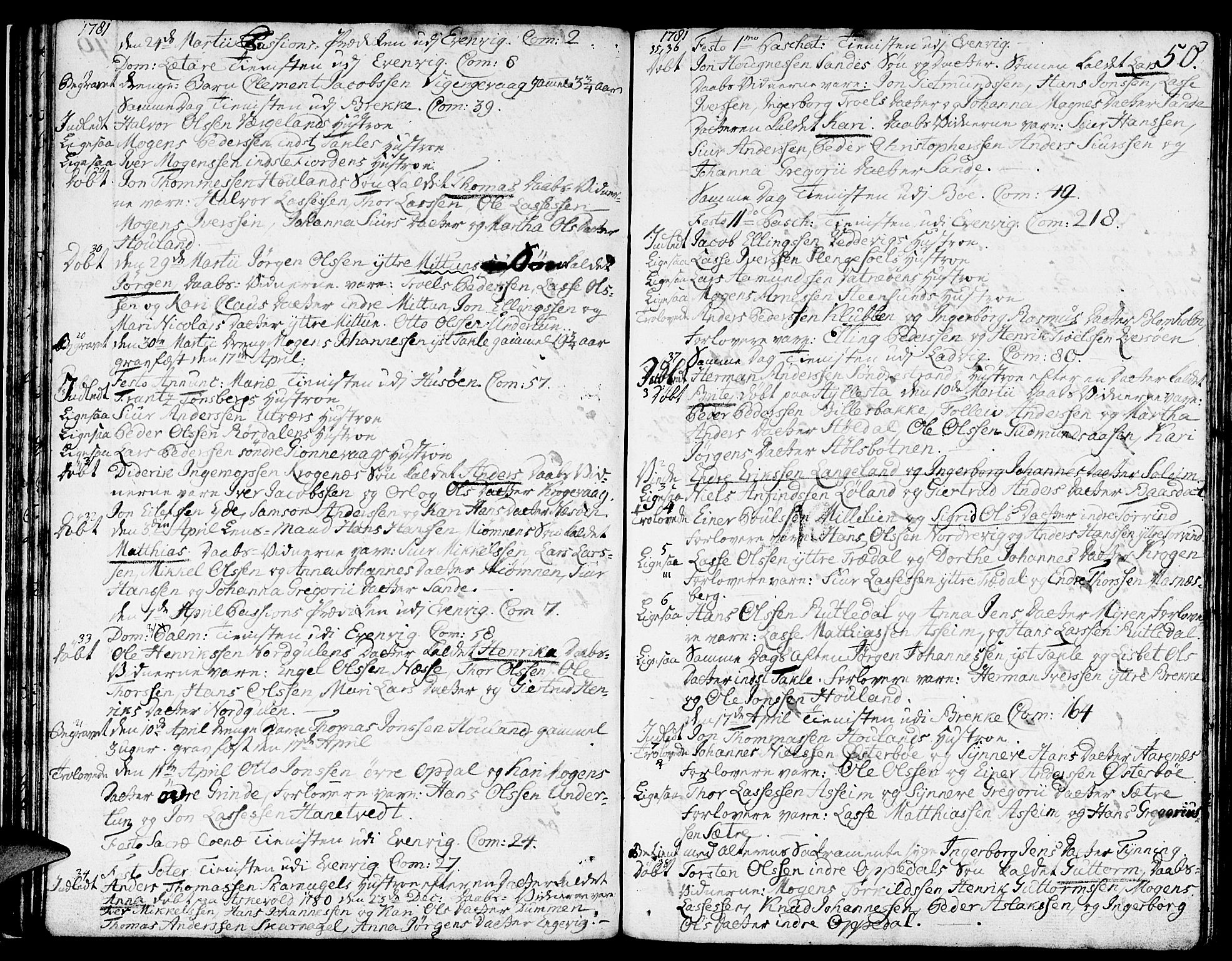 Gulen sokneprestembete, SAB/A-80201/H/Haa/Haaa/L0013: Parish register (official) no. A 13, 1776-1787, p. 50