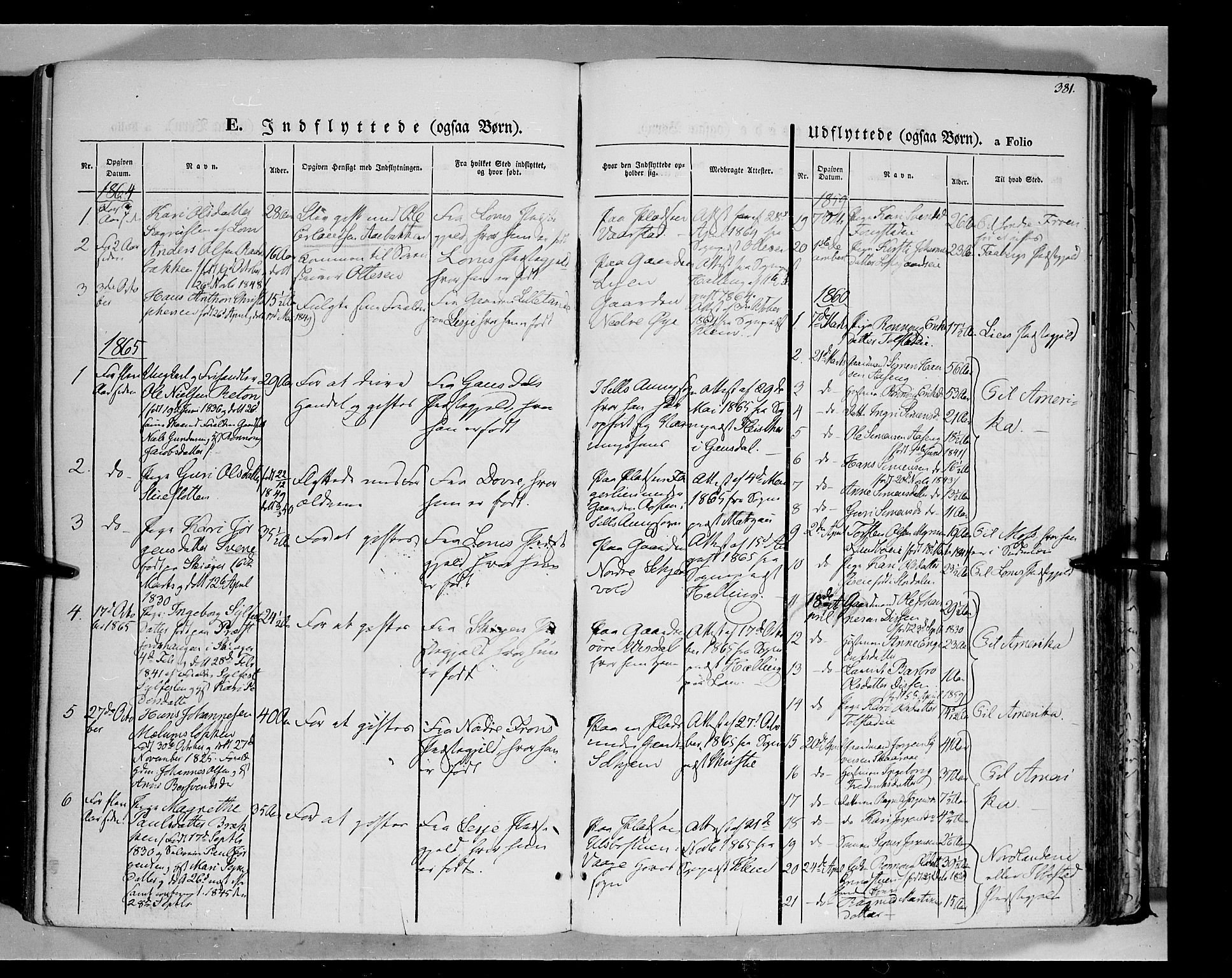 Vågå prestekontor, SAH/PREST-076/H/Ha/Haa/L0006: Parish register (official) no. 6 /1, 1856-1872, p. 381
