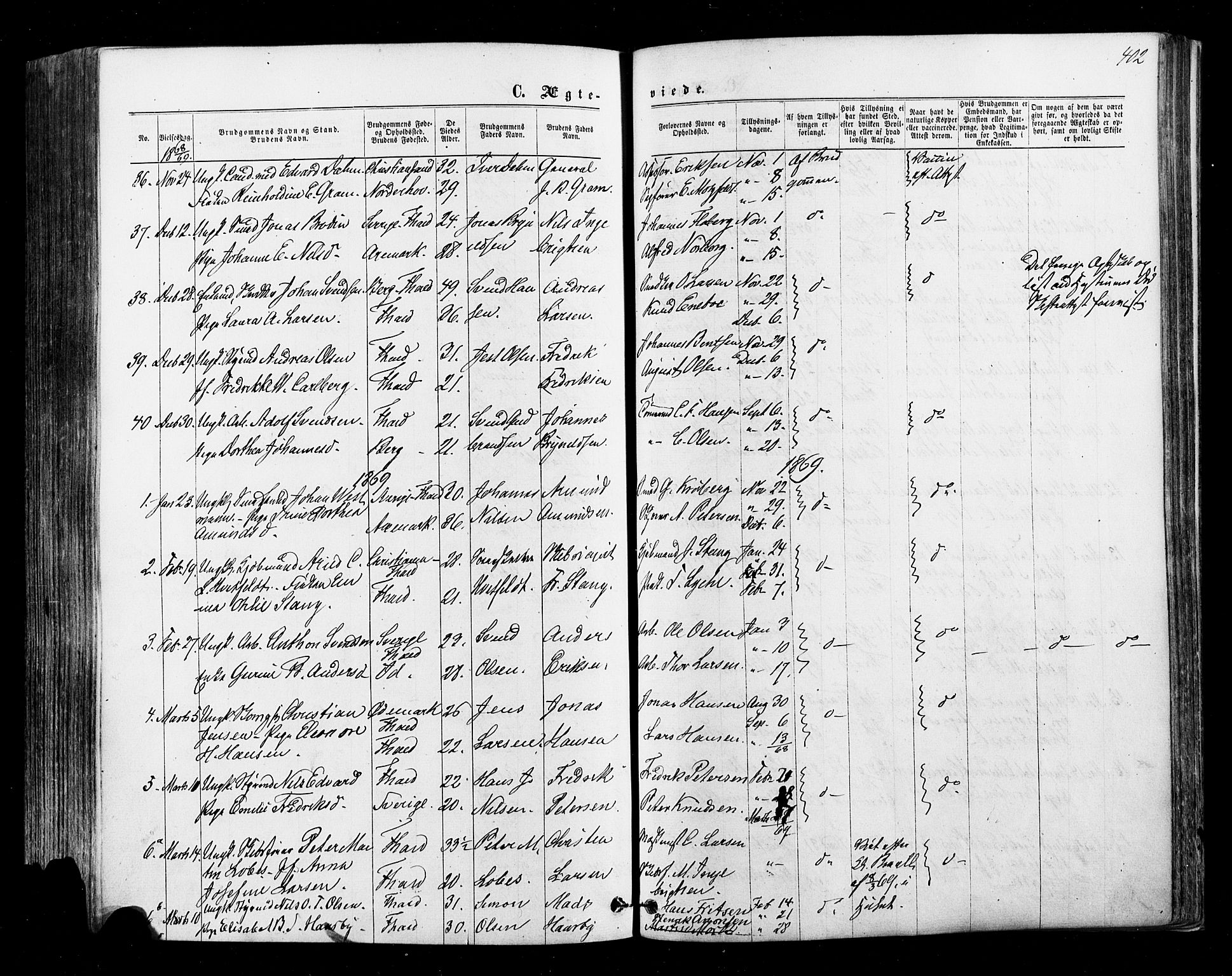 Halden prestekontor Kirkebøker, AV/SAO-A-10909/F/Fa/L0009: Parish register (official) no. I 9, 1866-1877, p. 402