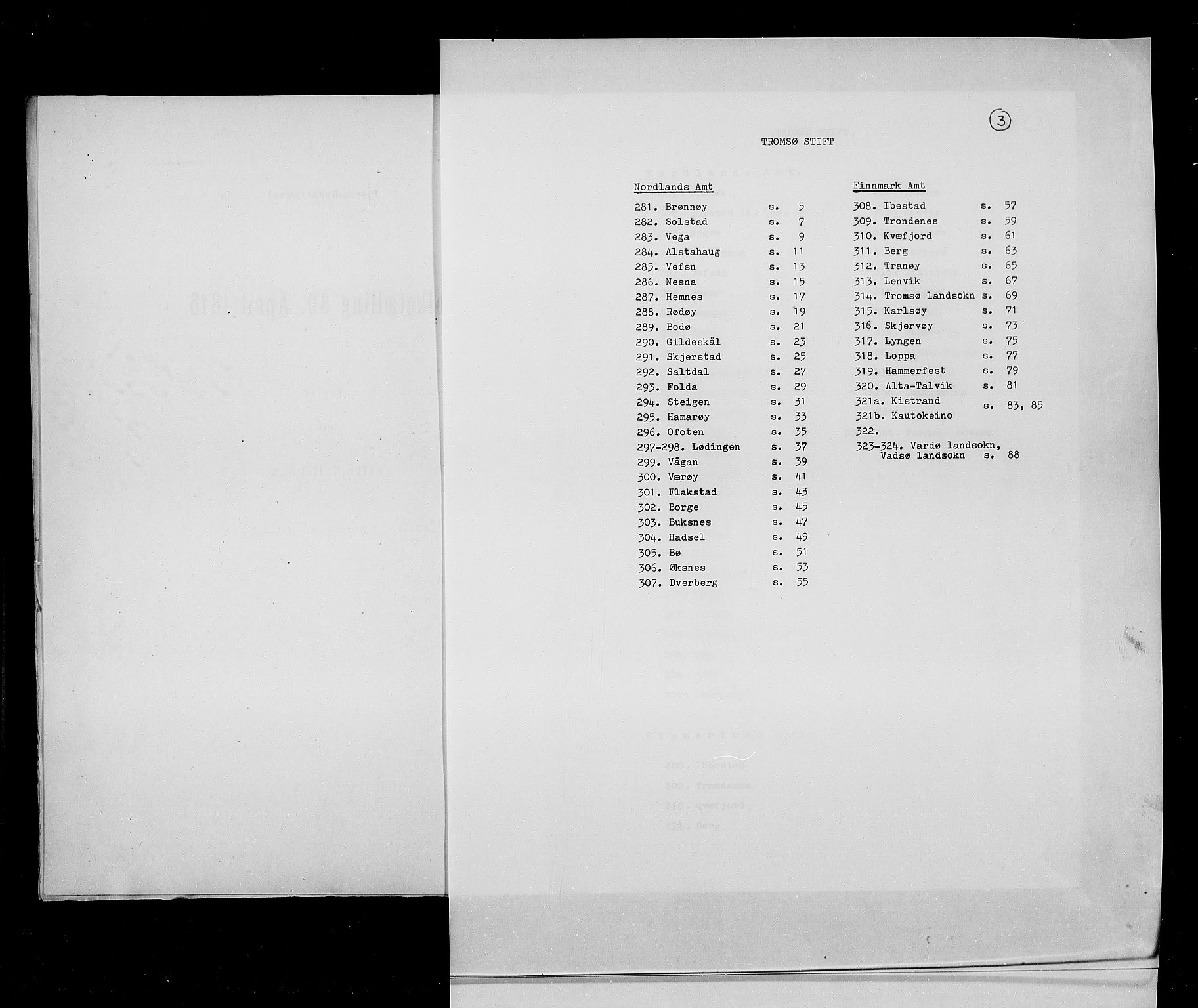 RA, Census 1815, vol. 8: Tromsø stift and cities, 1815, p. 3