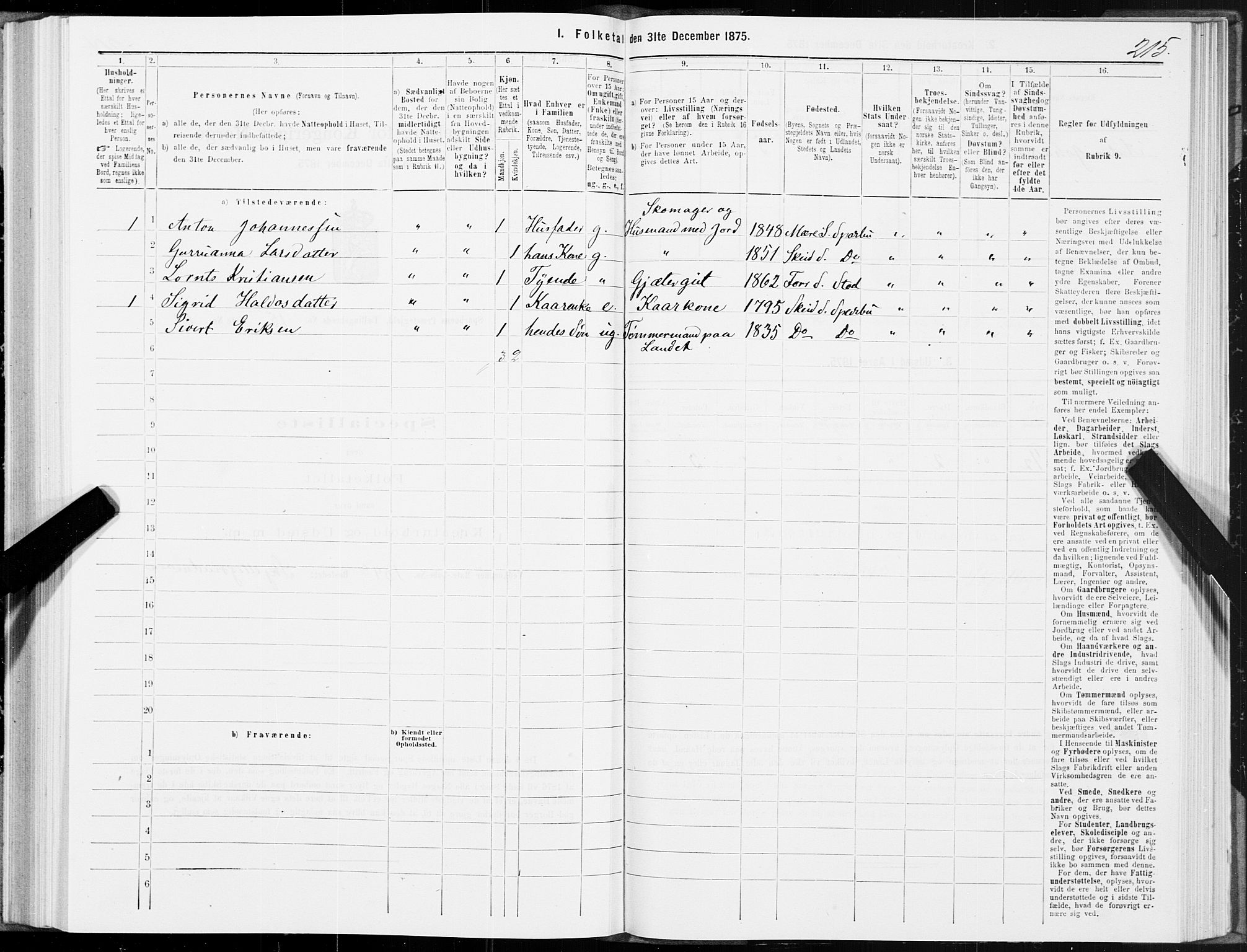 SAT, 1875 census for 1731P Sparbu, 1875, p. 5215