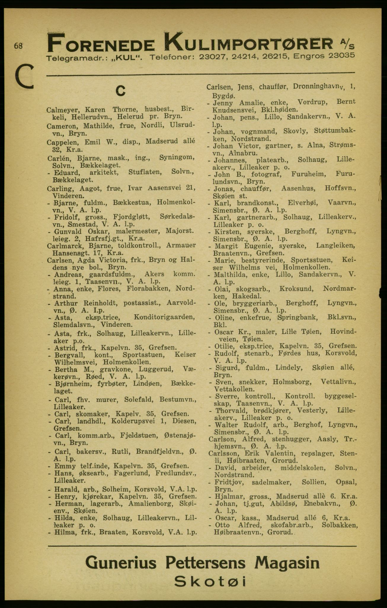 Aker adressebok/adressekalender, PUBL/001/A/003: Akers adressekalender, 1924-1925, p. 68