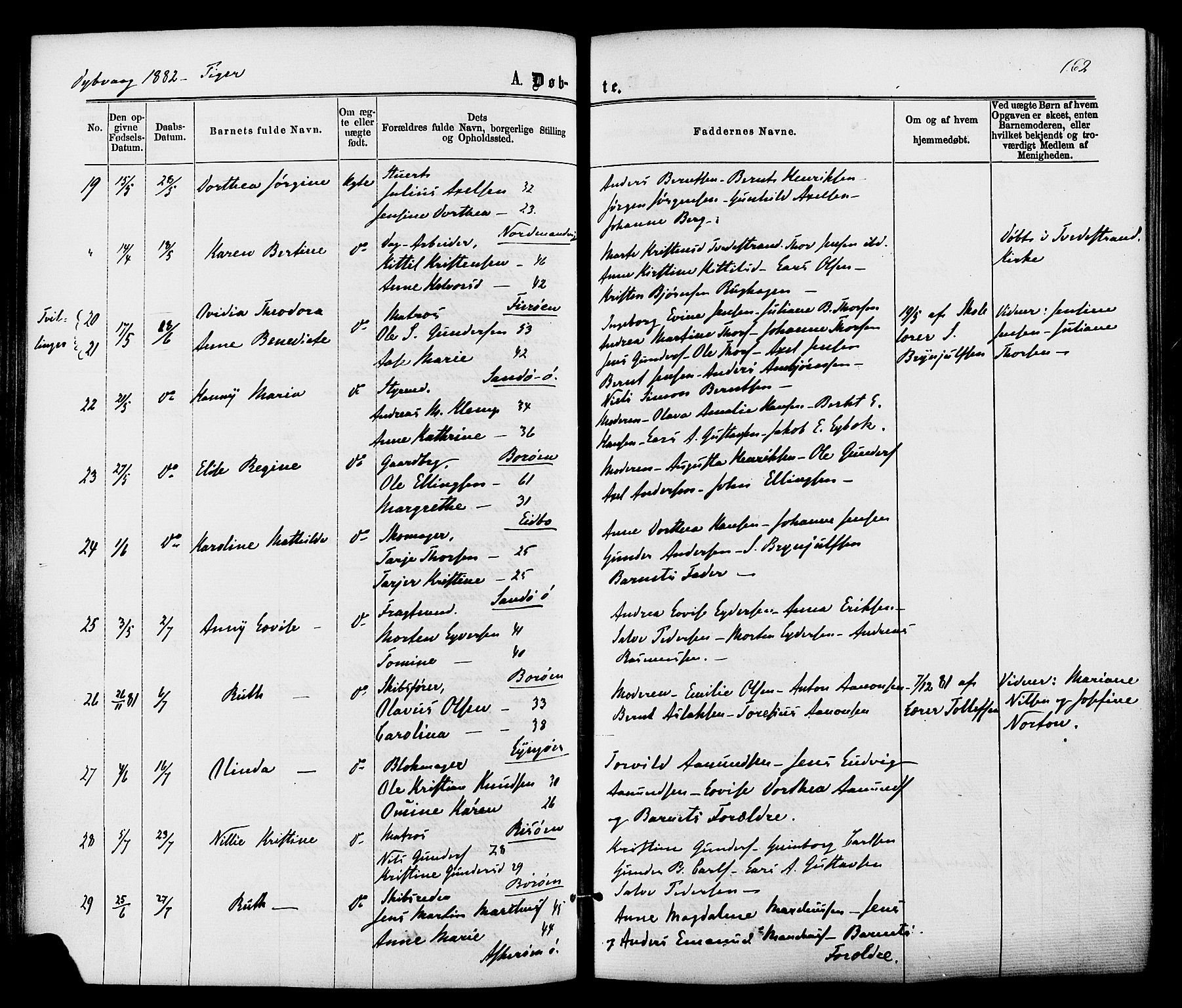Dypvåg sokneprestkontor, AV/SAK-1111-0007/F/Fa/Faa/L0007: Parish register (official) no. A 7/ 1, 1872-1884, p. 162