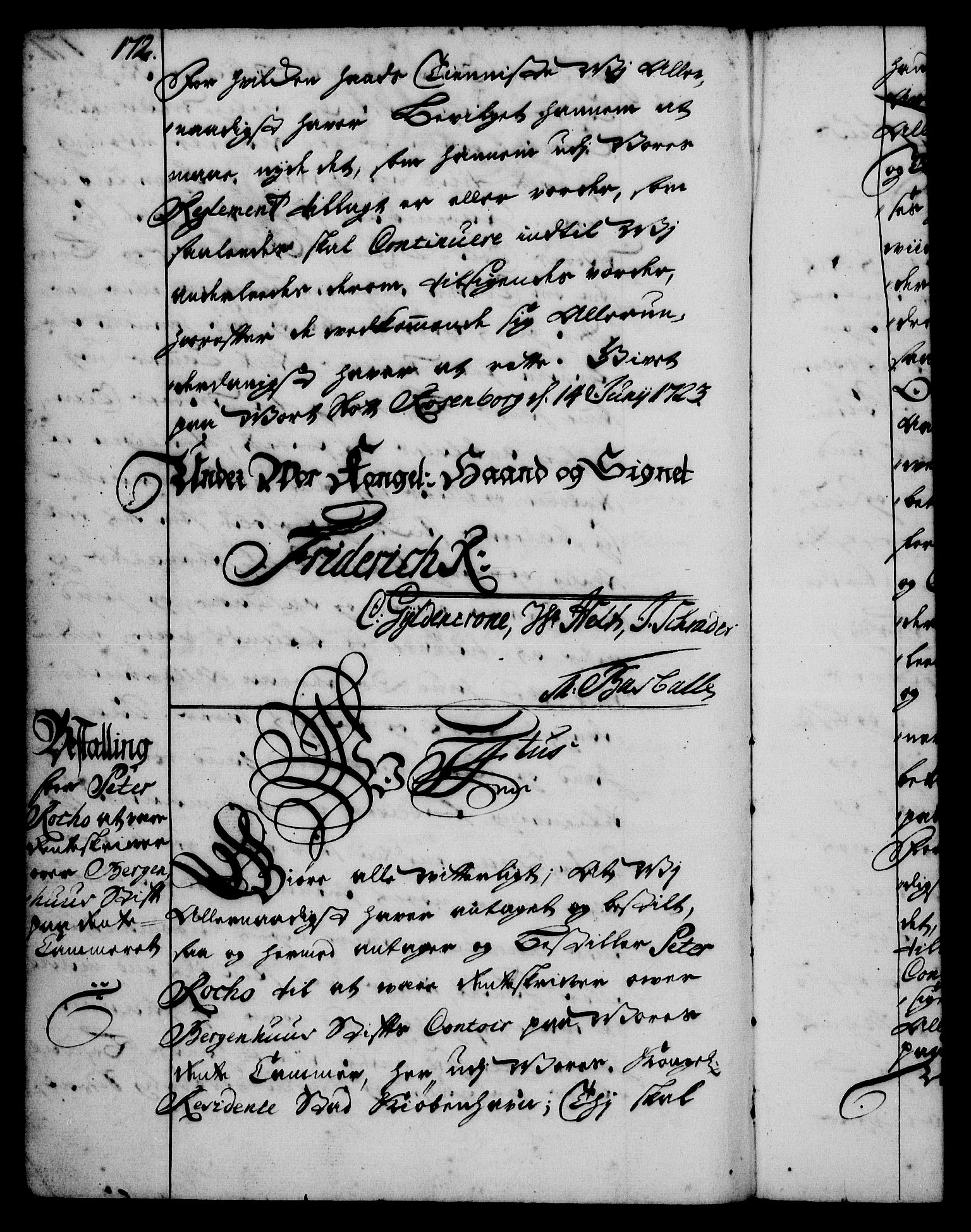 Rentekammeret, Kammerkanselliet, RA/EA-3111/G/Gg/Gge/L0001: Norsk bestallingsprotokoll med register (merket RK 53.25), 1720-1730, p. 172