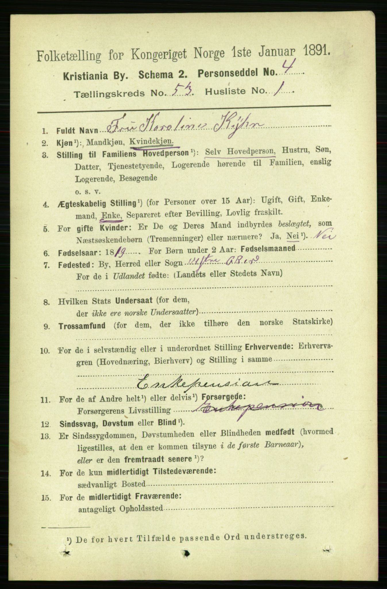 RA, 1891 census for 0301 Kristiania, 1891, p. 29764