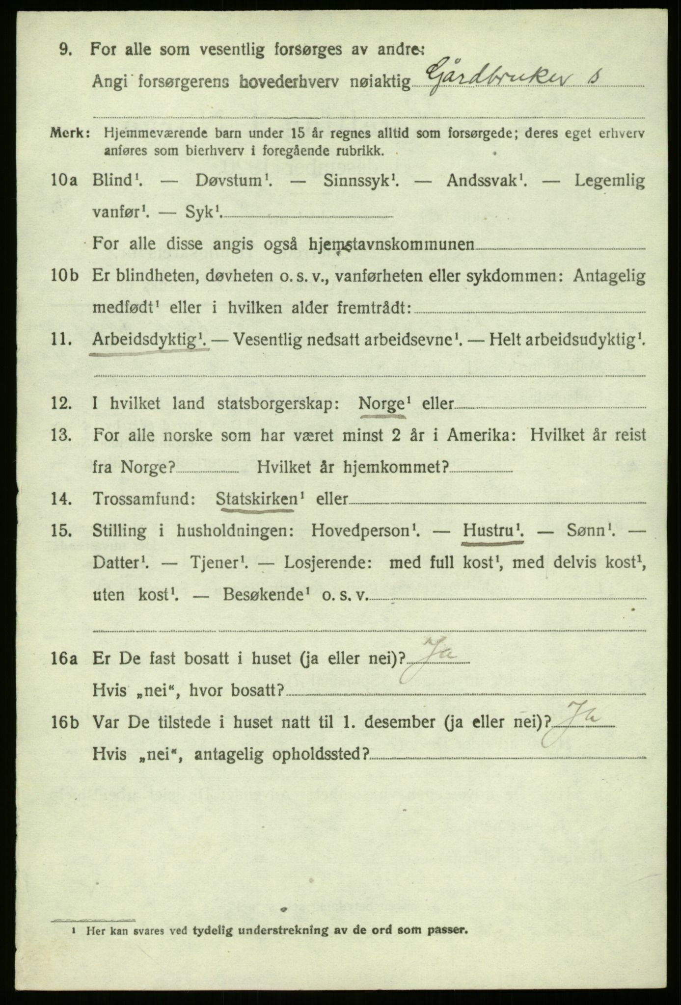 SAB, 1920 census for Gulen, 1920, p. 5786